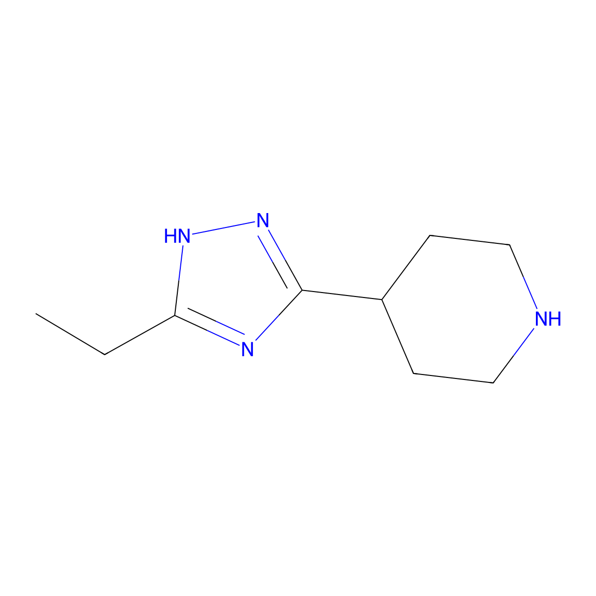 4-(5-ethyl-1H-1,2,4-triazol-3-yl)piperidine molecular structure, CAS 1250175-28-0