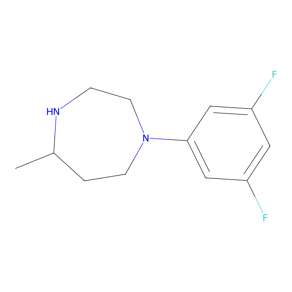 1-(3,5-Difluorophenyl)-5-methyl-1,4-diazepane molecular structure, CAS 1250176-51-2