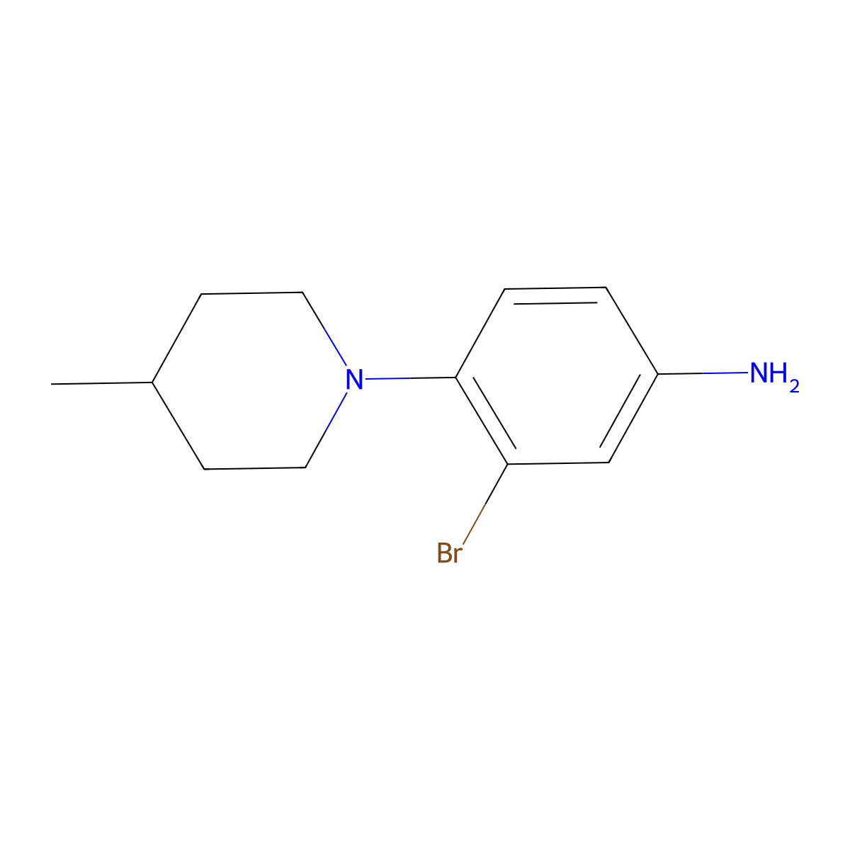 3-Bromo-4-(4-methylpiperidin-1-yl)aniline molecular structure, CAS 1250176-70-5