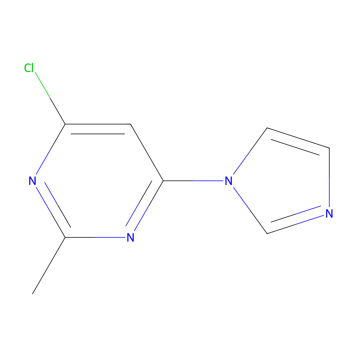 4-chloro-6-(1H-imidazol-1-yl)-2-methylpyrimidine molecular structure, CAS 1250182-02-5
