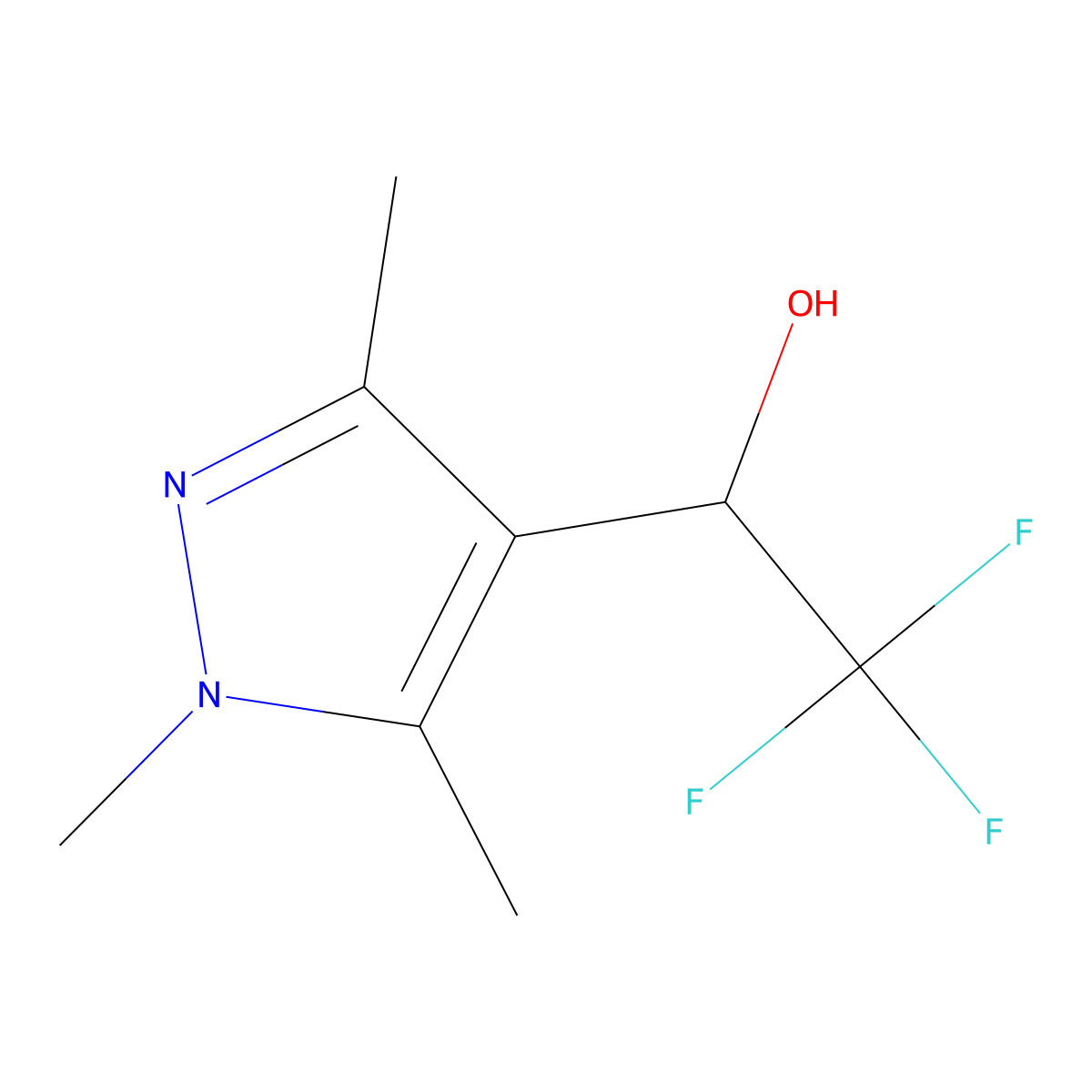 2,2,2-trifluoro-1-(trimethyl-1H-pyrazol-4-yl)ethan-1-ol molecular structure, CAS 1250182-67-2