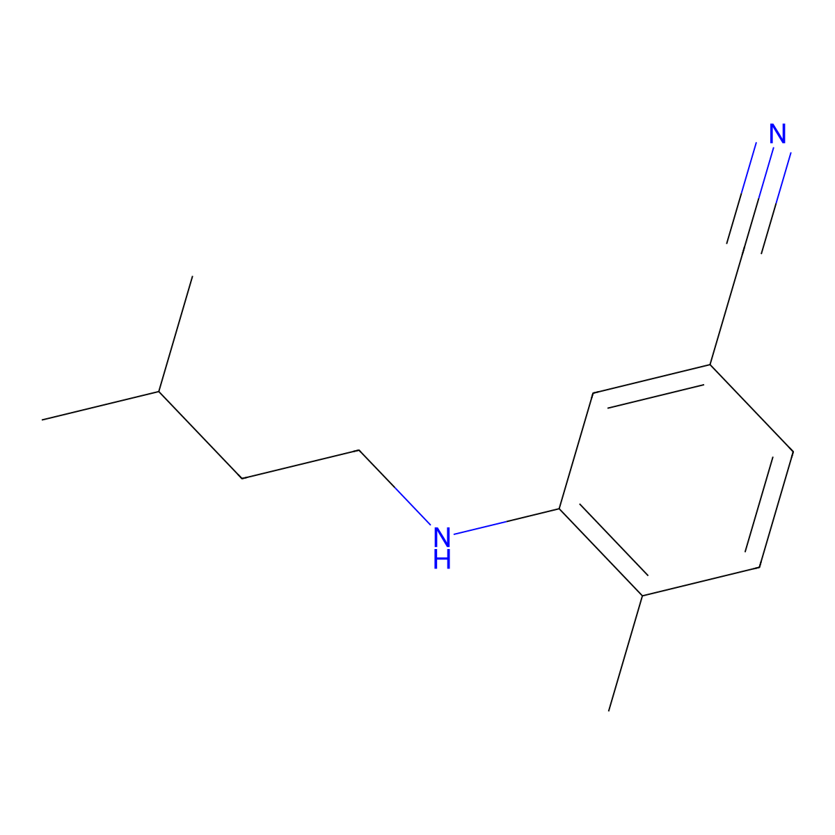 4-Methyl-3-[(3-methylbutyl)amino]benzonitrile molecular structure, CAS 1250182-73-0