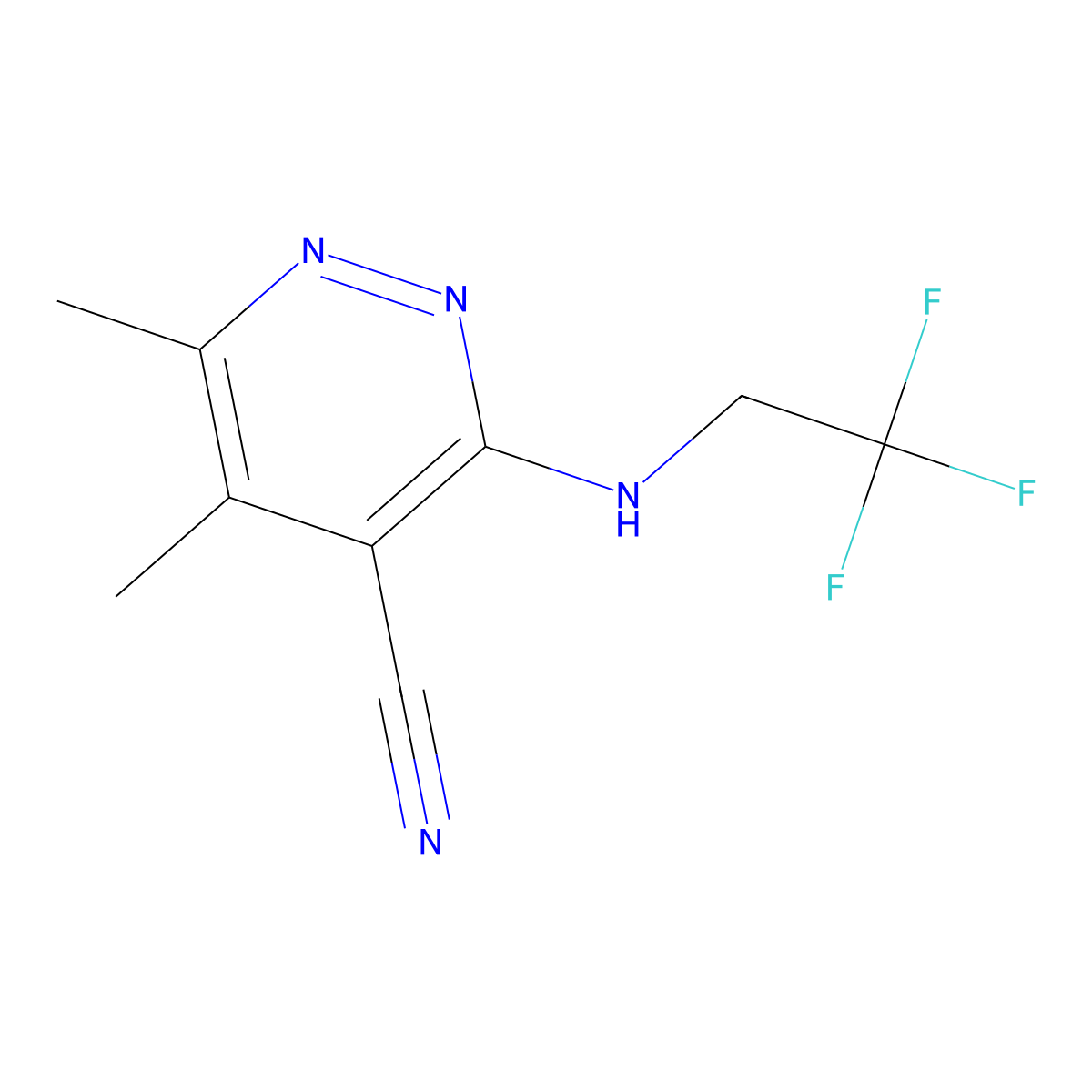 5,6-Dimethyl-3-[(2,2,2-trifluoroethyl)amino]pyridazine-4-carbonitrile molecular structure, CAS 1250182-91-2