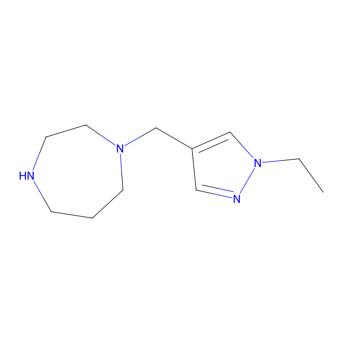 1-[(1-ethyl-1H-pyrazol-4-yl)methyl]-1,4-diazepane molecular structure, CAS 1250183-30-2