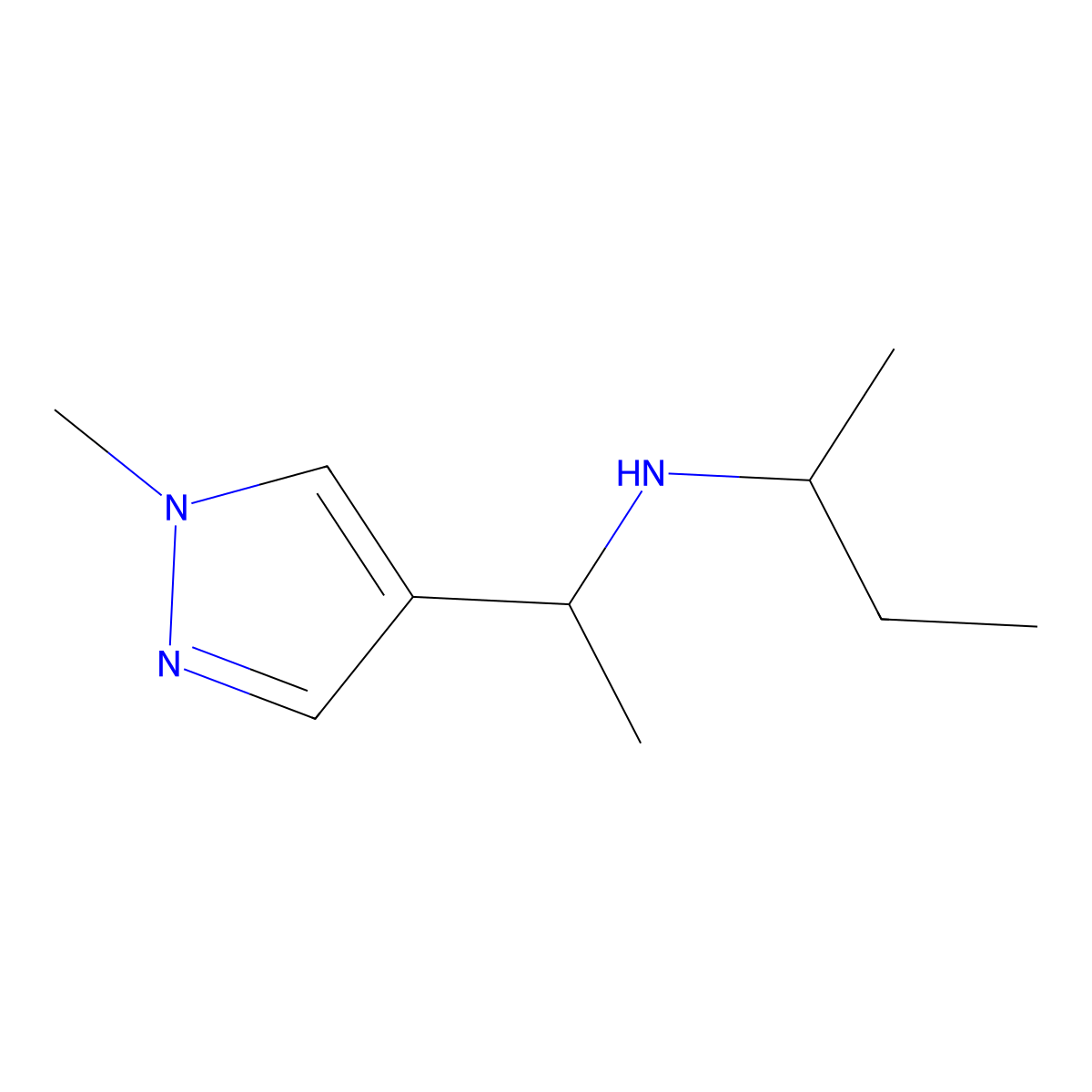 (Butan-2-yl)[1-(1-methyl-1H-pyrazol-4-yl)ethyl]amine molecular structure, CAS 1250183-34-6