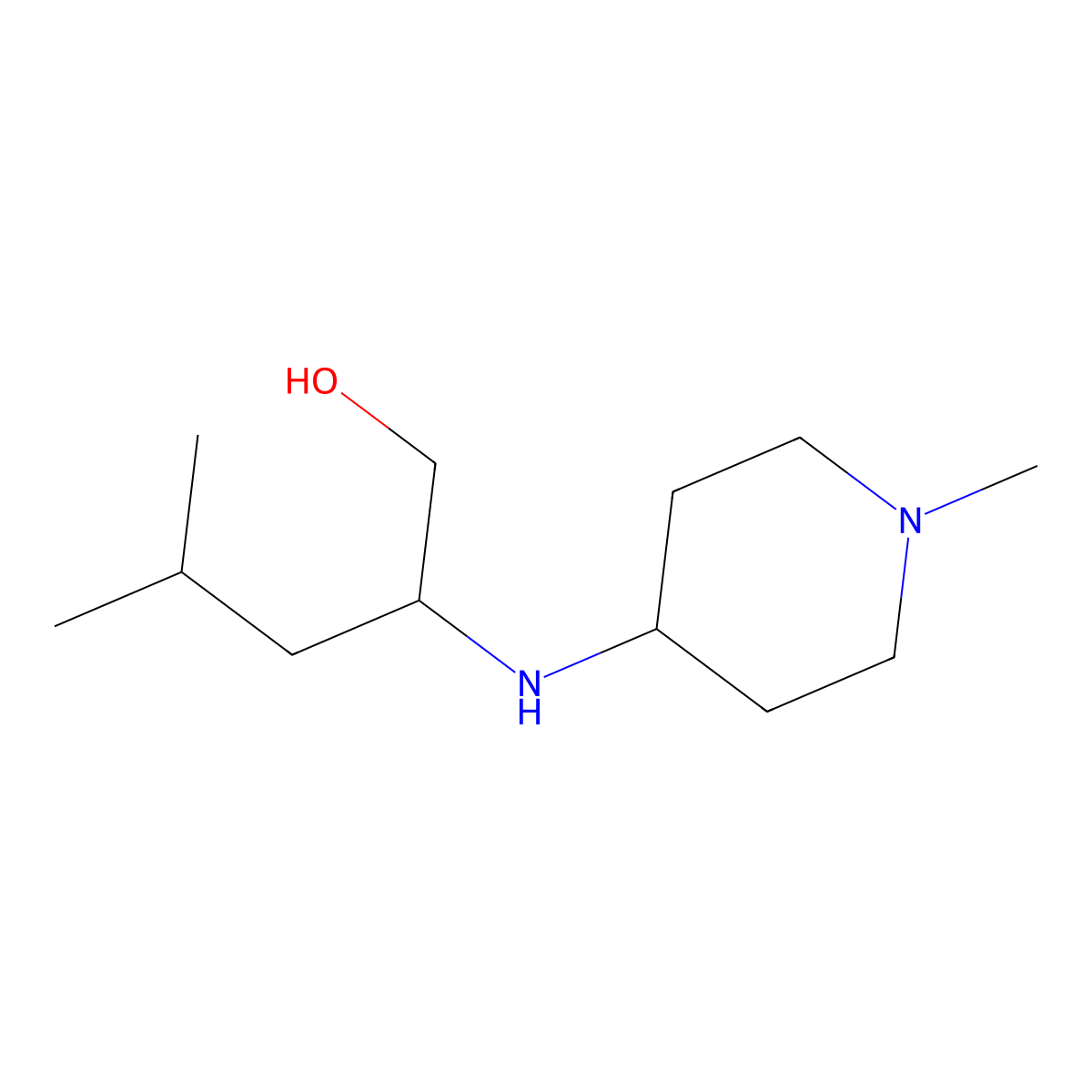 4-Methyl-2-[(1-methylpiperidin-4-yl)amino]pentan-1-ol molecular structure, CAS 1250185-17-1