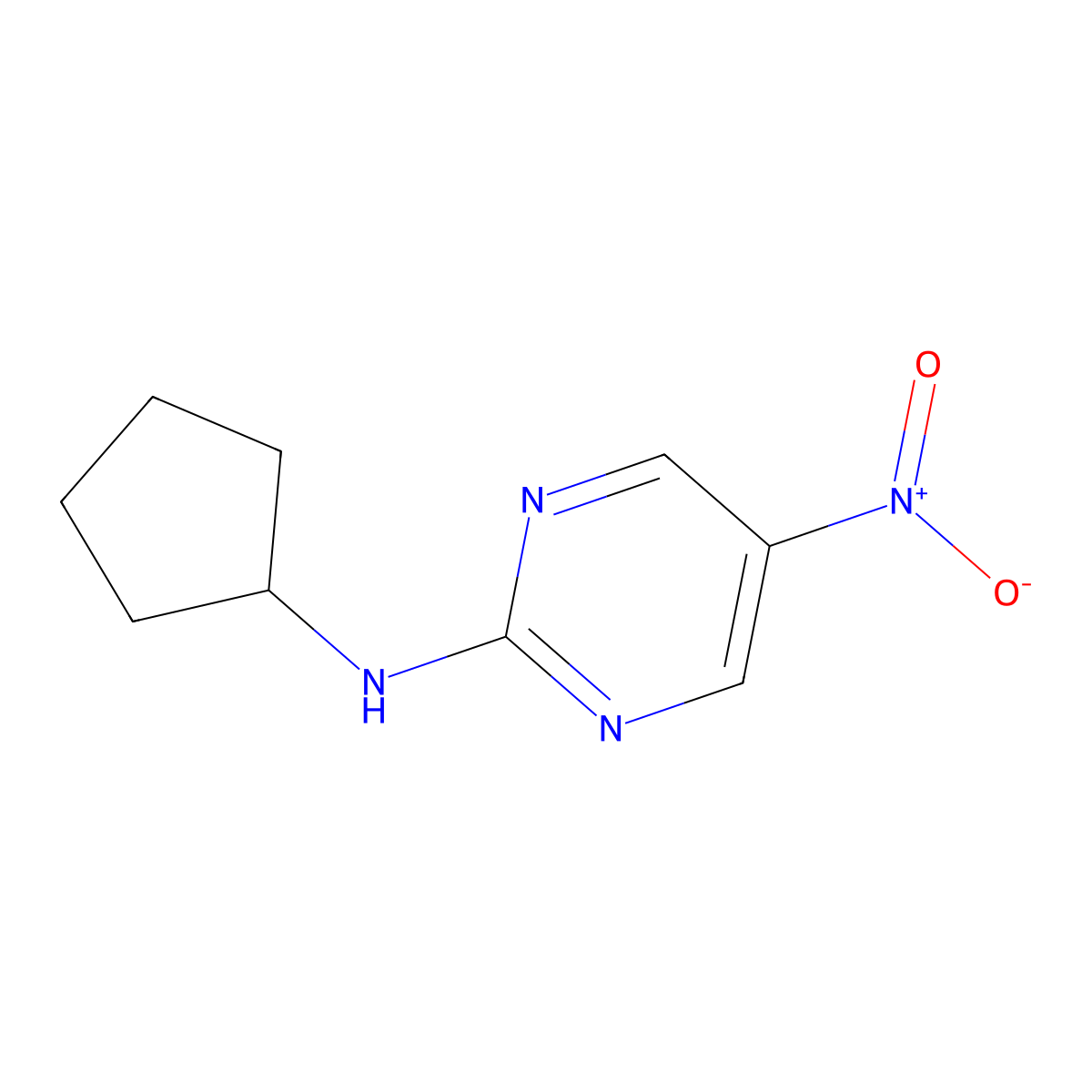 N-cyclopentyl-5-nitropyrimidin-2-amine molecular structure, CAS 1250185-89-7