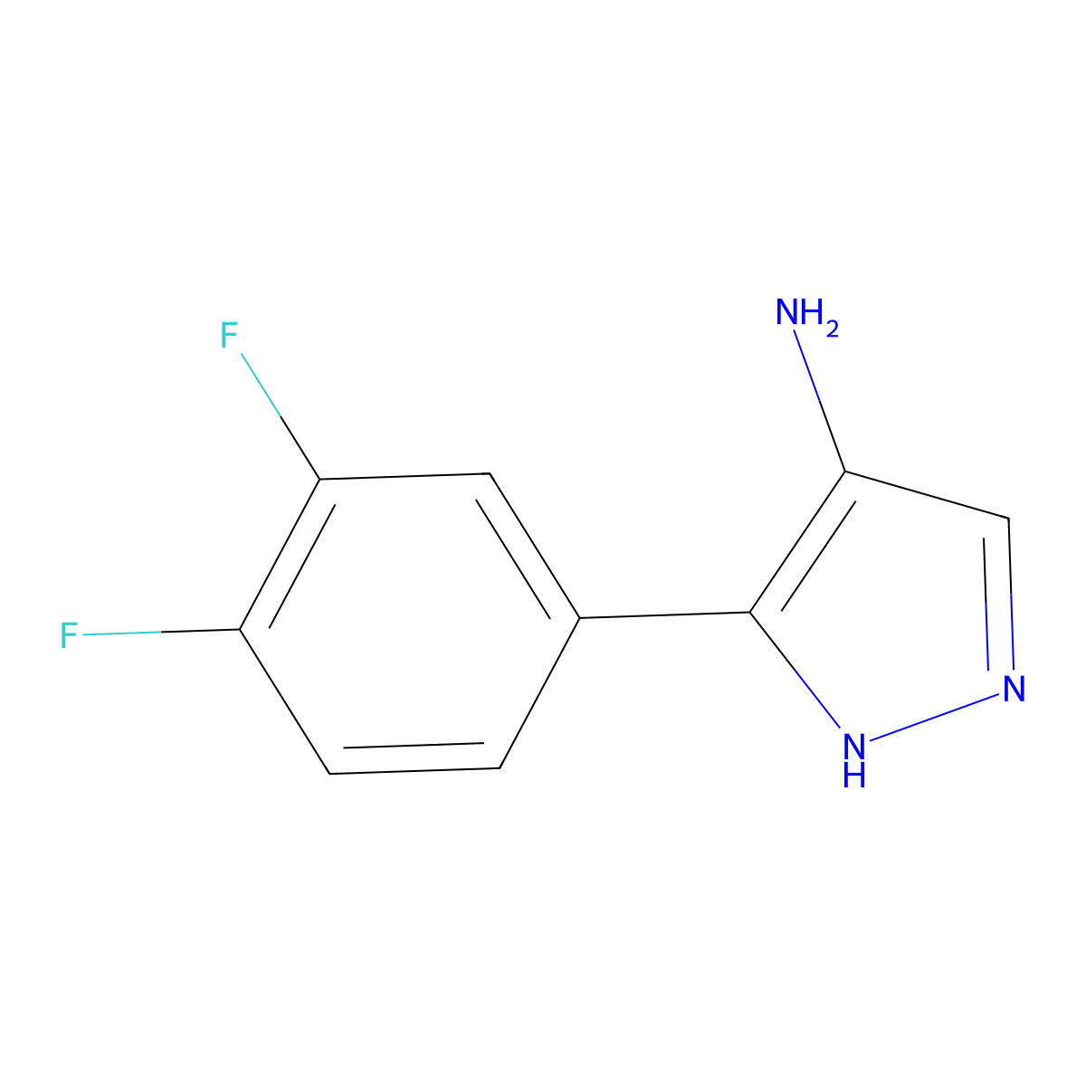 5-(3,4-difluorophenyl)-1H-pyrazol-4-amine molecular structure, CAS 1250190-26-1