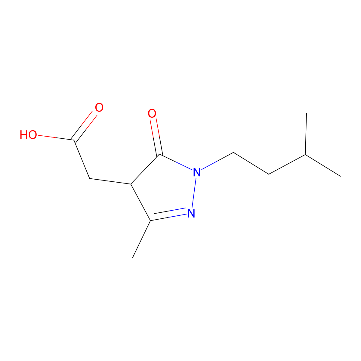 2-[3-methyl-1-(3-methylbutyl)-5-oxo-4,5-dihydro-1H-pyrazol-4-yl]acetic acid molecular structure, CAS 1250197-54-6