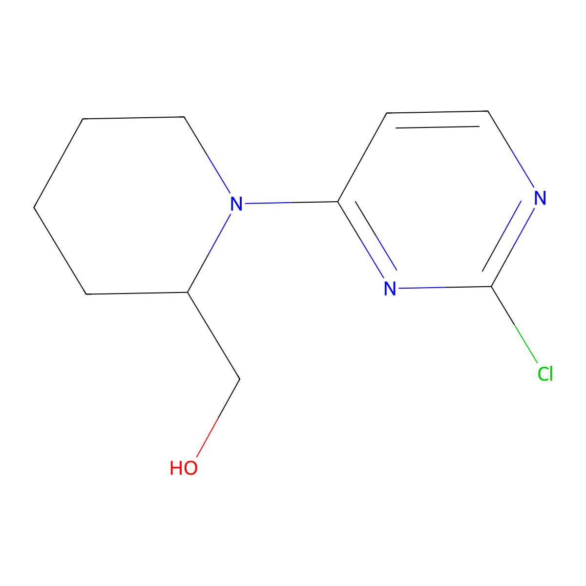 (1-(2-Chloropyrimidin-4-yl)piperidin-2-yl)methanol molecular structure, CAS 1250197-70-6