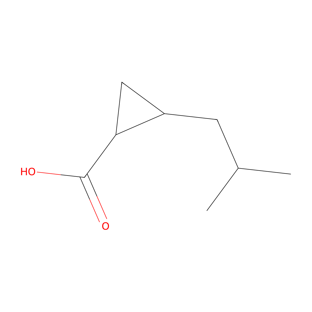 2-(2-Methylpropyl)cyclopropane-1-carboxylic acid molecular structure, CAS 1250198-67-4