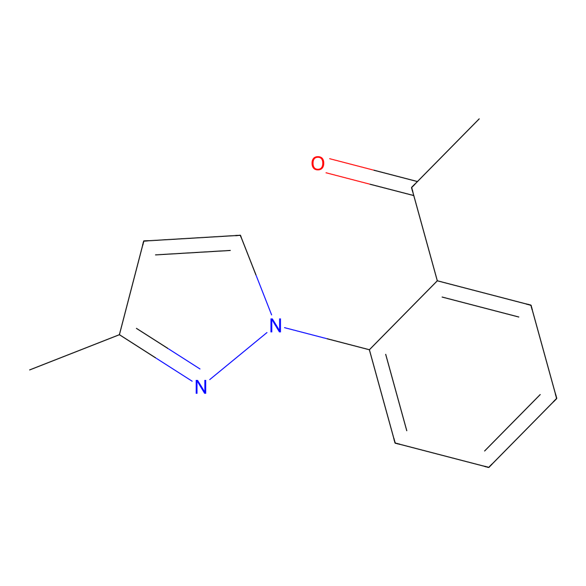 1-[2-(3-Methyl-1H-pyrazol-1-yl)phenyl]ethan-1-one molecular structure, CAS 1250199-94-0