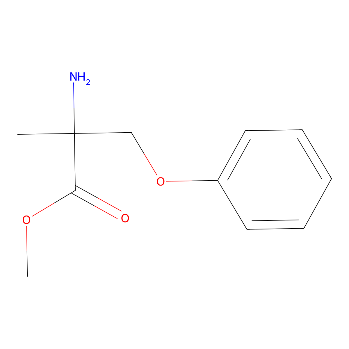 Methyl 2-amino-2-methyl-3-phenoxypropanoate molecular structure, CAS 1250200-22-6