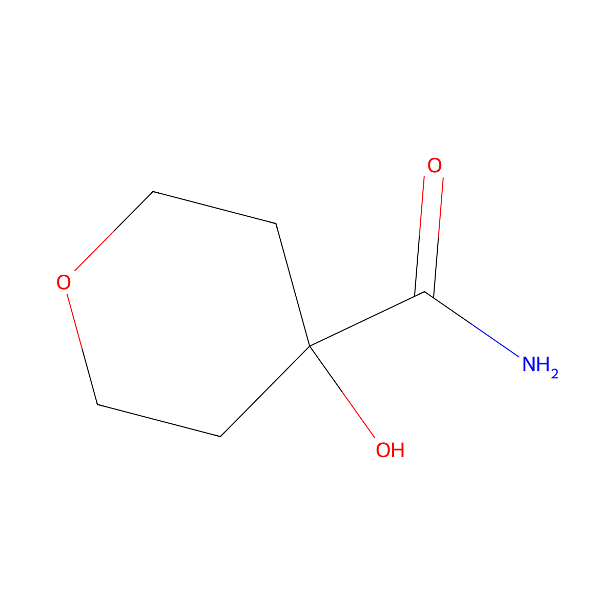 4-Hydroxyoxane-4-carboxamide molecular structure, CAS 1250204-50-2
