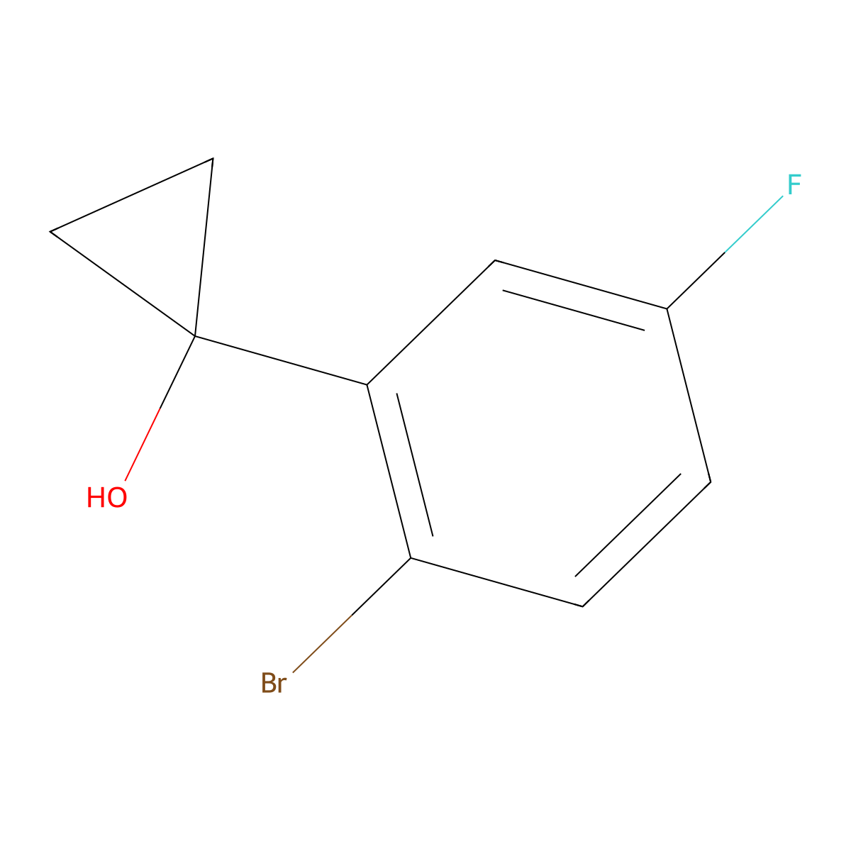 1-(2-Bromo-5-fluorophenyl)cyclopropan-1-ol molecular structure, CAS 1250206-39-3