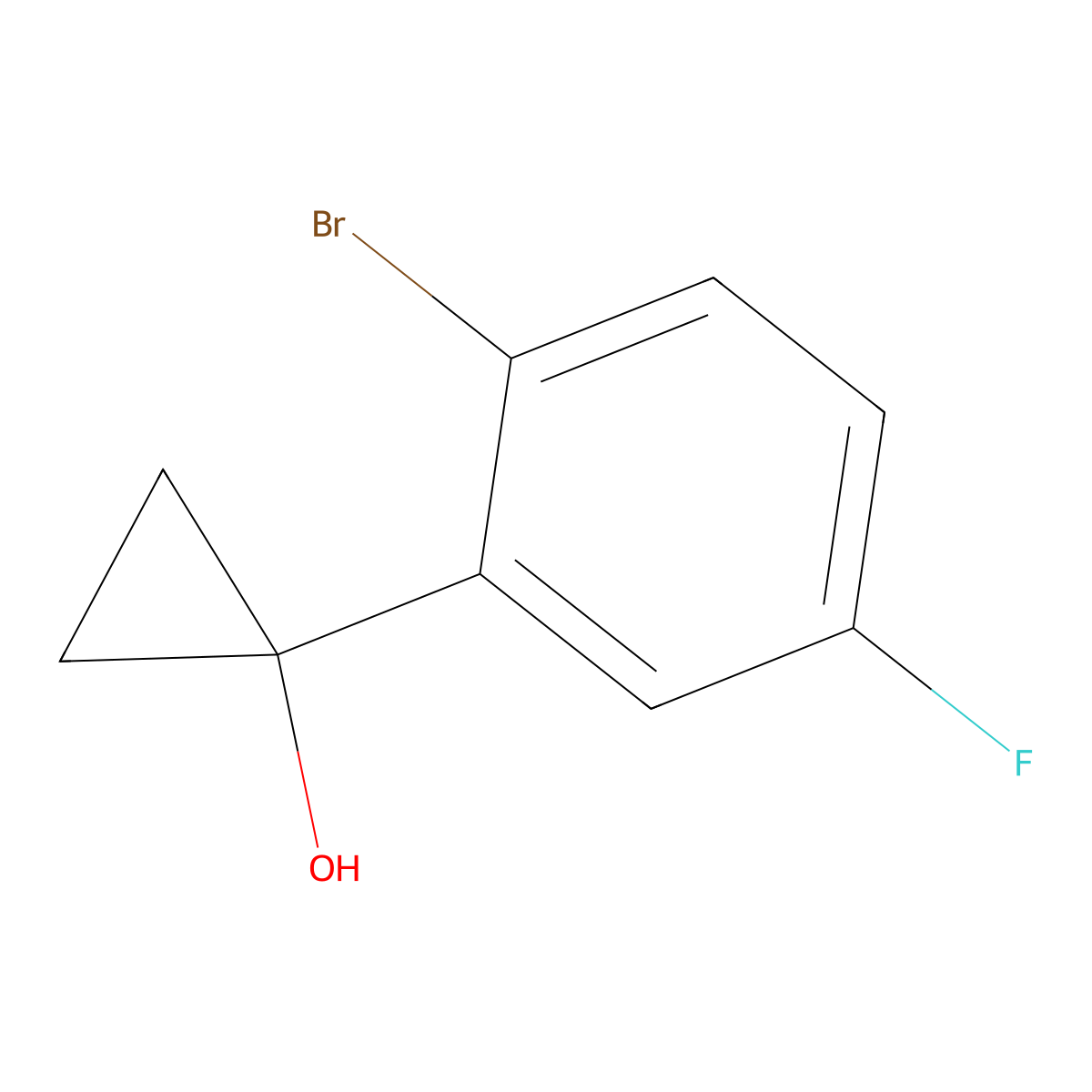1-(2-Bromo-5-fluorophenyl)cyclopropan-1-ol molecular structure, CAS 1250206-39-3