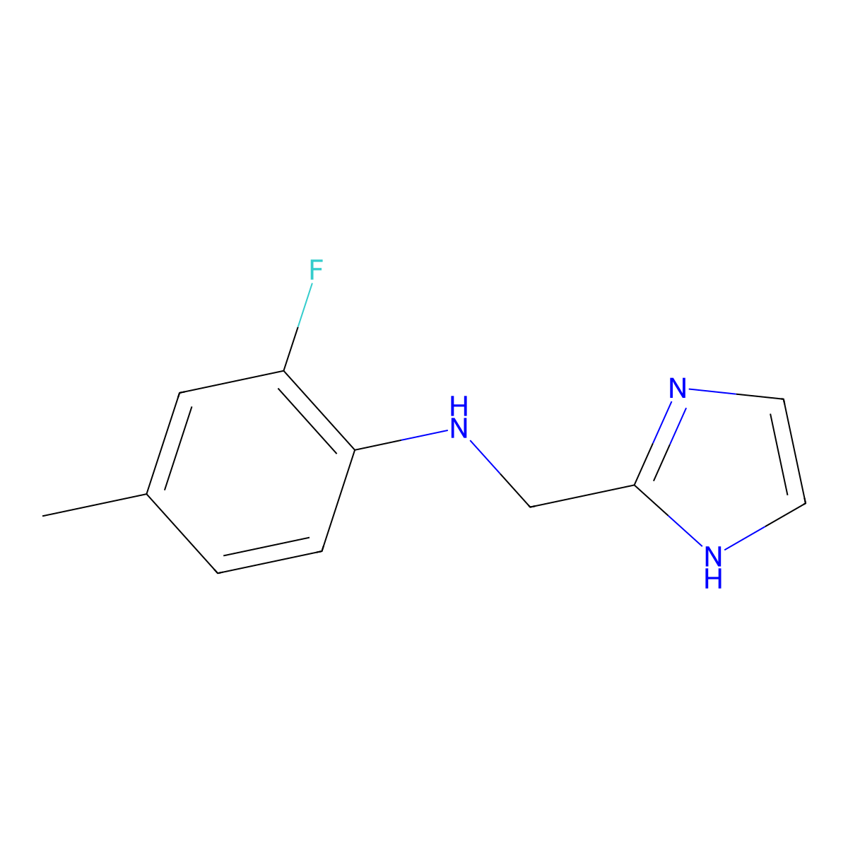 2-fluoro-N-[(1H-imidazol-2-yl)methyl]-4-methylaniline molecular structure, CAS 1250211-05-2