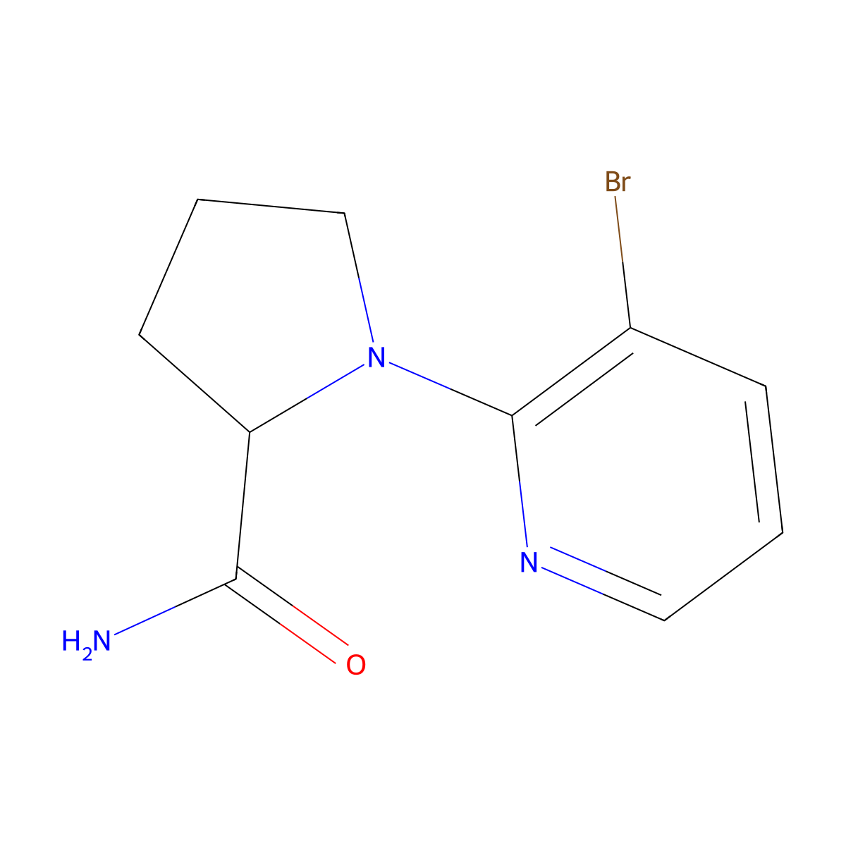 1-(3-Bromopyridin-2-yl)pyrrolidine-2-carboxamide molecular structure, CAS 1250211-12-1