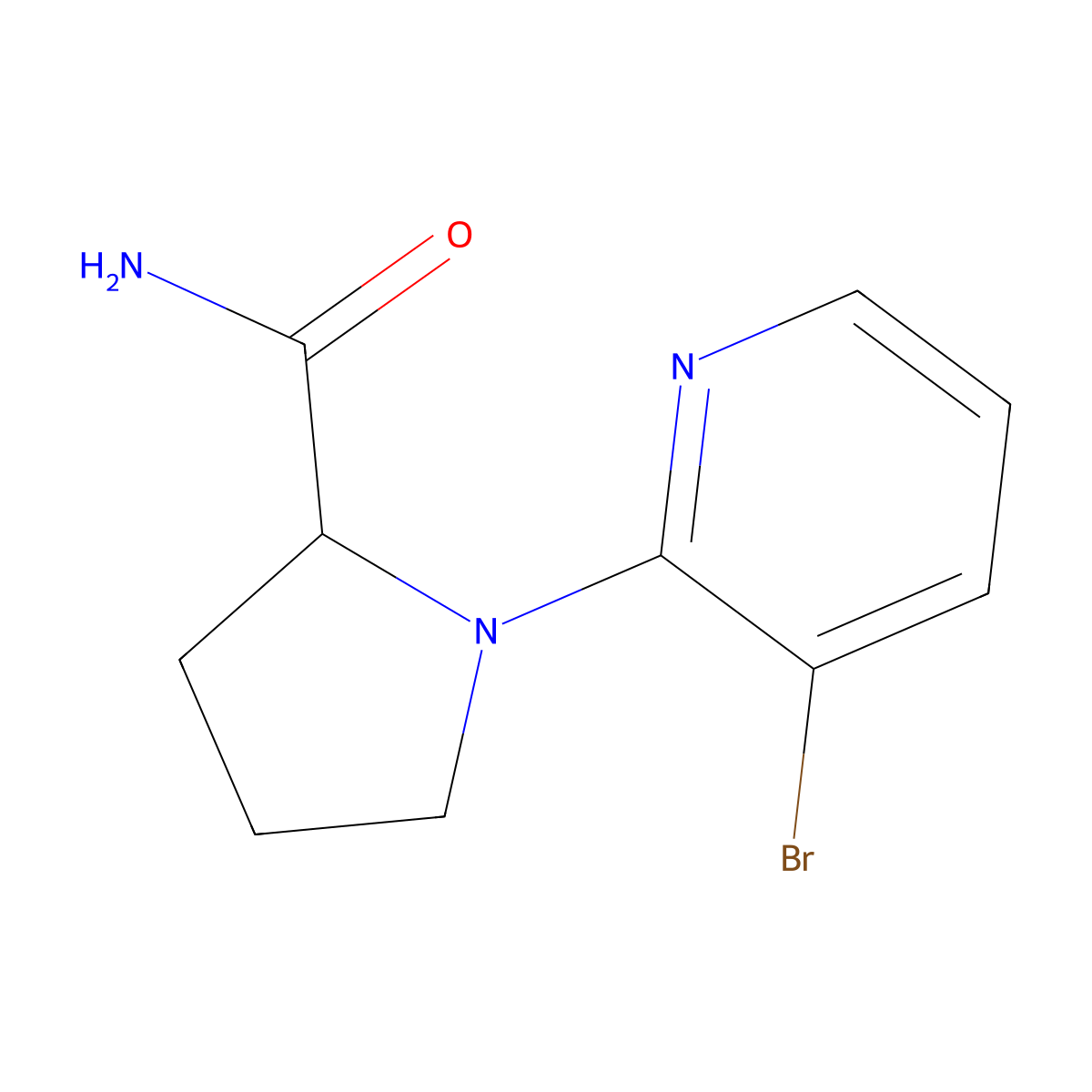 1-(3-Bromopyridin-2-yl)pyrrolidine-2-carboxamide molecular structure, CAS 1250211-12-1