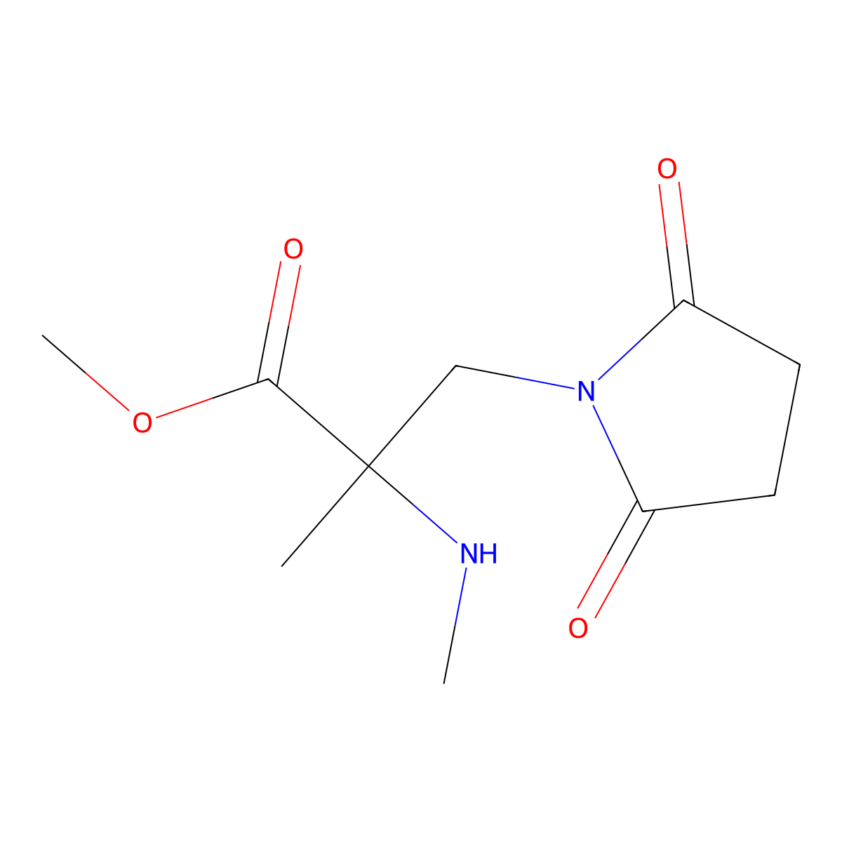 Methyl 3-(2,5-dioxopyrrolidin-1-yl)-2-methyl-2-(methylamino)propanoate molecular structure, CAS 1250213-00-3