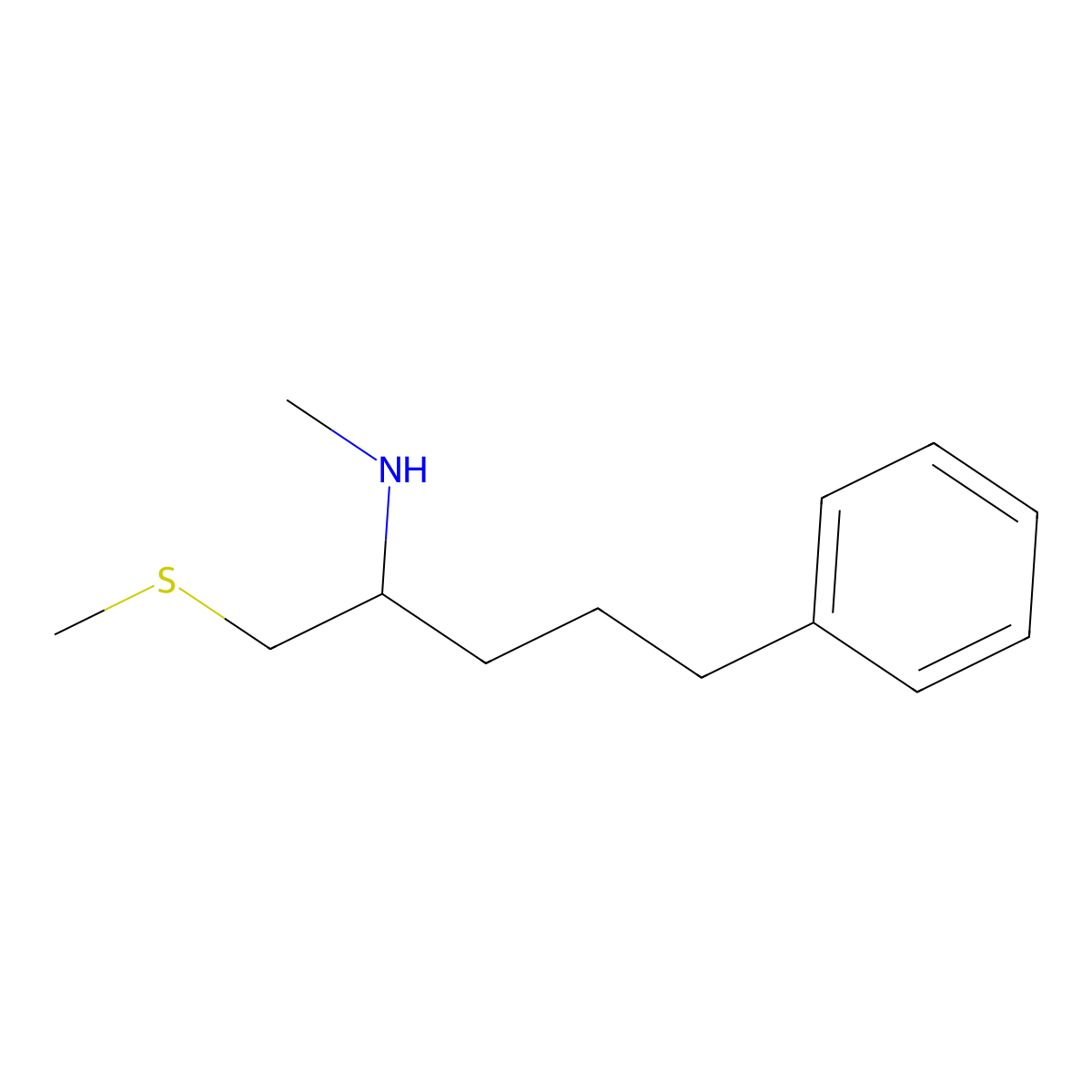 n-Methyl-1-(methylthio)-5-phenylpentan-2-amine molecular structure, CAS 1250213-10-5