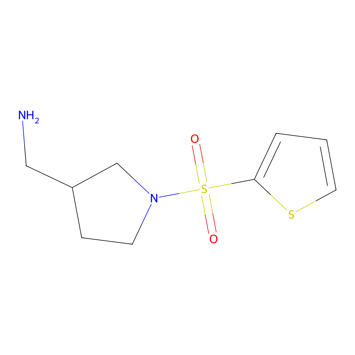 (1-(Thiophen-2-ylsulfonyl)pyrrolidin-3-yl)methanamine molecular structure, CAS 1250214-03-9