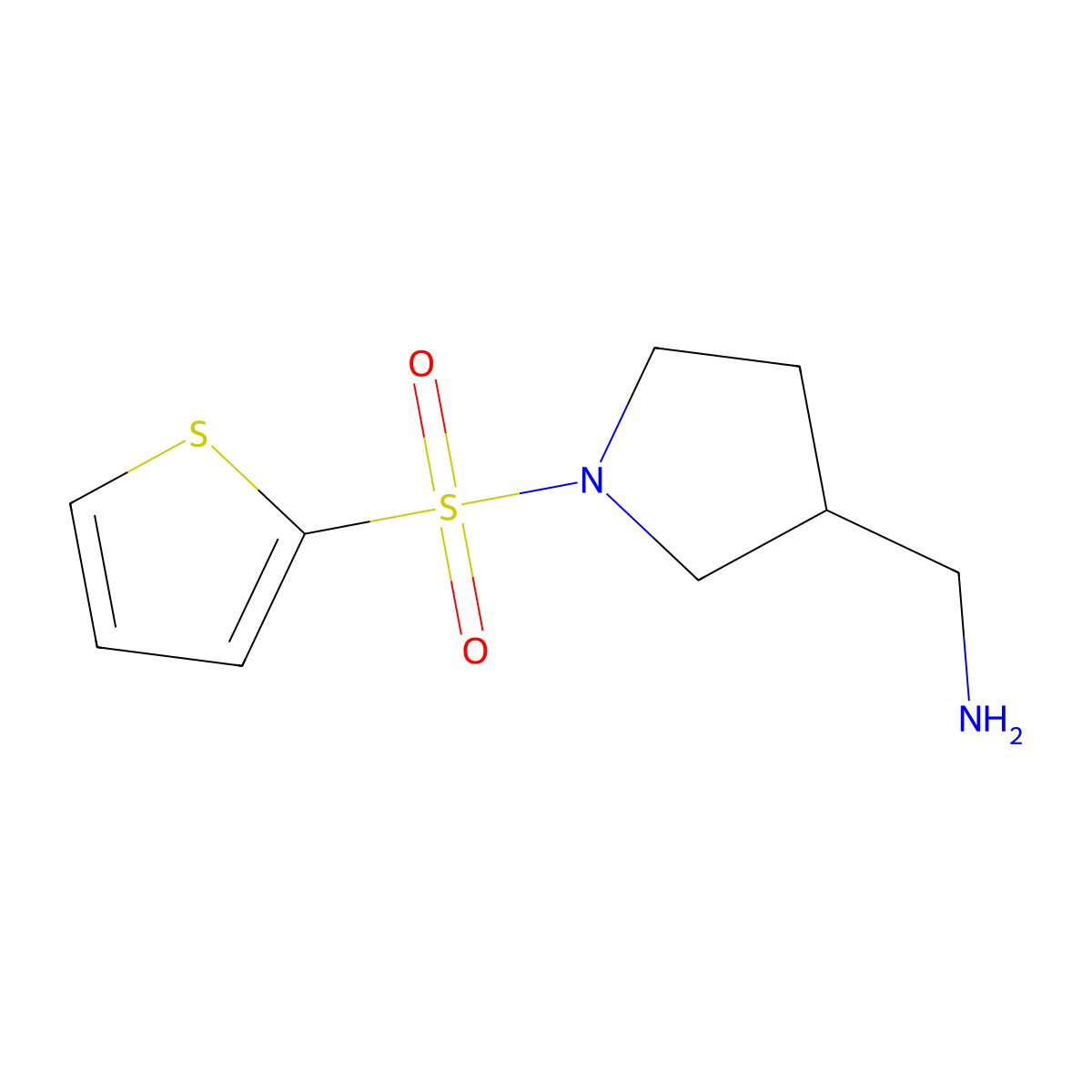 (1-(Thiophen-2-ylsulfonyl)pyrrolidin-3-yl)methanamine molecular structure, CAS 1250214-03-9
