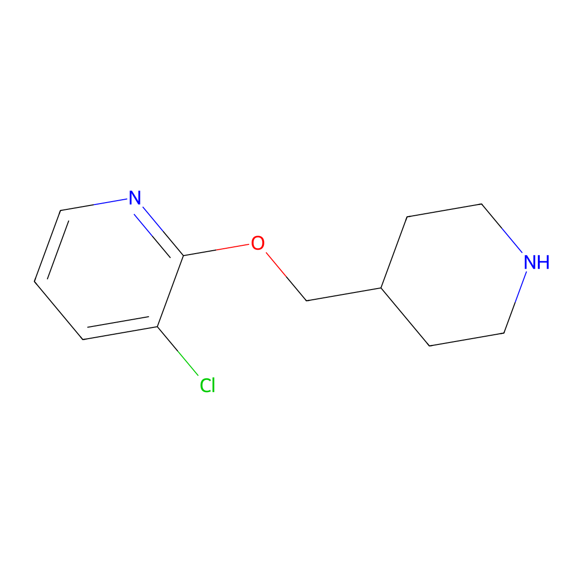 3-Chloro-2-(piperidin-4-ylmethoxy)pyridine molecular structure, CAS 1250214-15-3