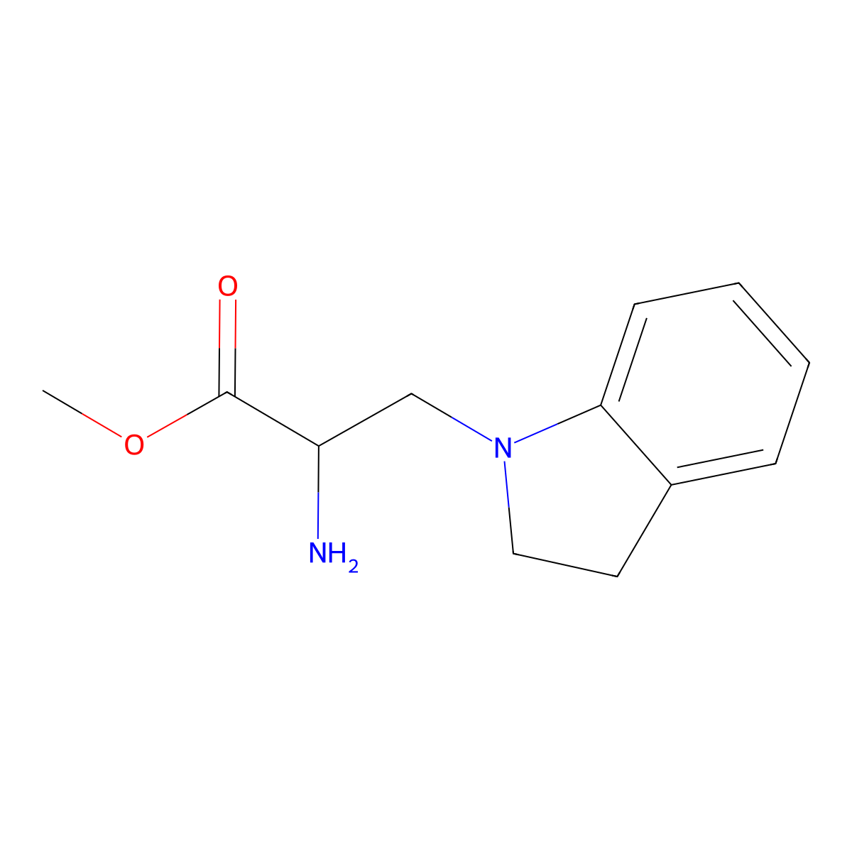 Methyl 2-amino-3-(indolin-1-yl)propanoate molecular structure, CAS 1250215-48-5