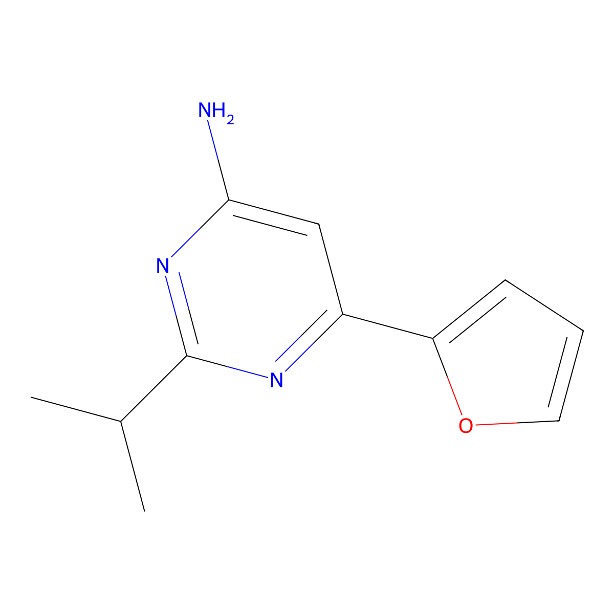 4-Amino-2-(iso-propyl)-6-(2-furyl)pyrimidine molecular structure, CAS 1250216-11-5
