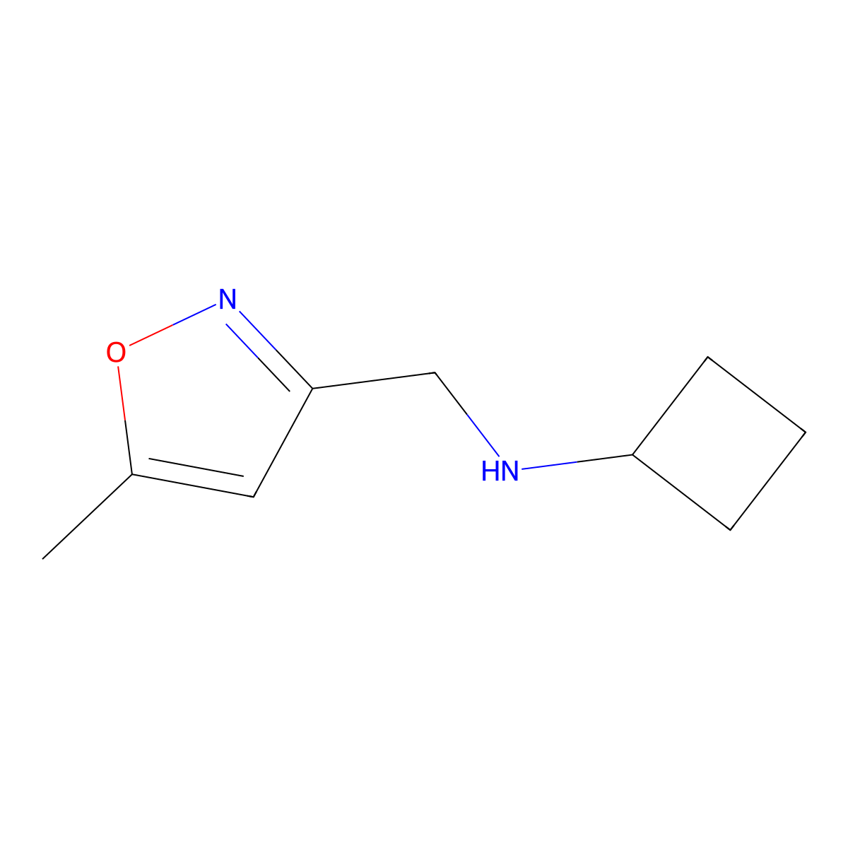 N-[(5-methyl-1,2-oxazol-3-yl)methyl]cyclobutanamine molecular structure, CAS 1250217-15-2