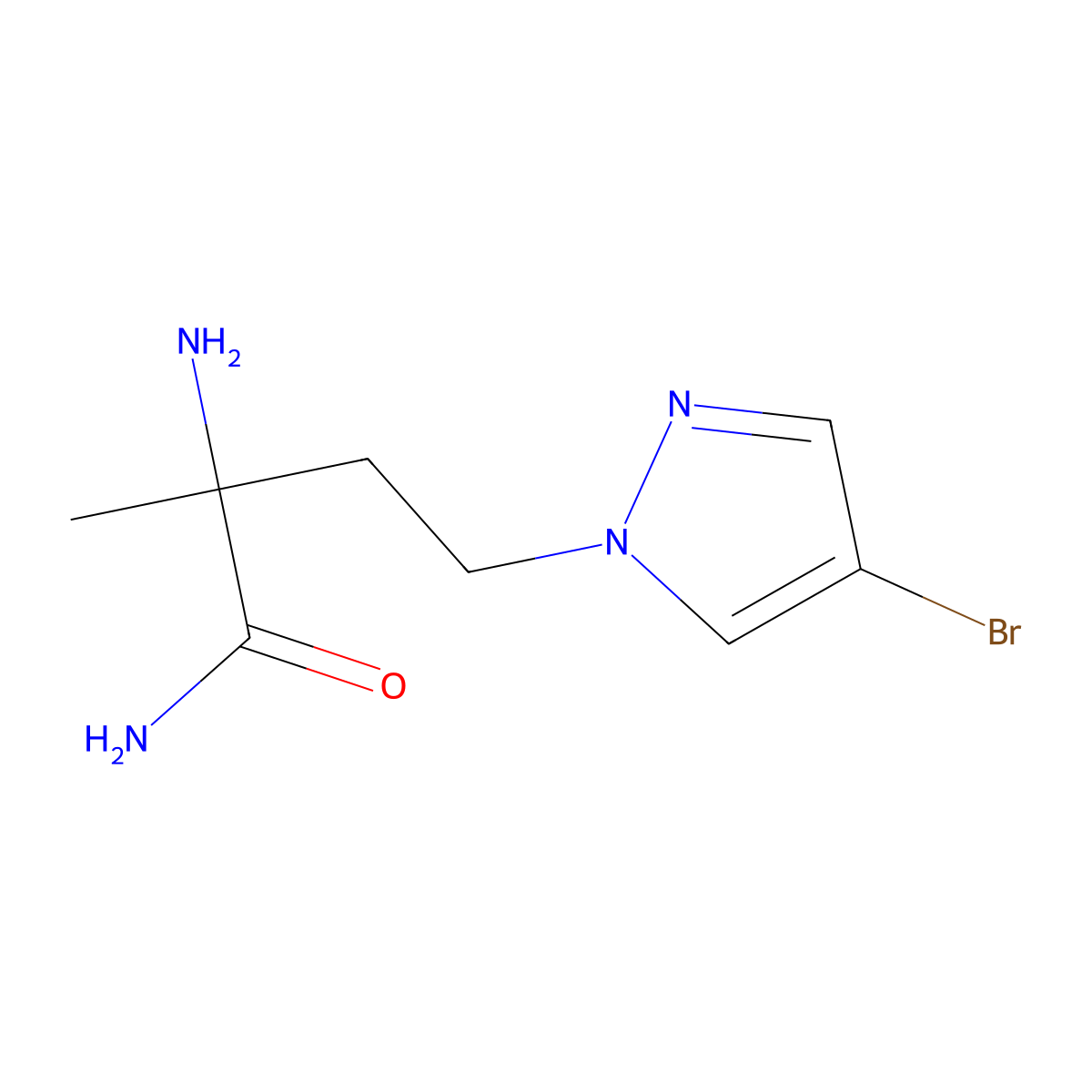 2-Amino-4-(4-bromo-1h-pyrazol-1-yl)-2-methylbutanamide molecular structure, CAS 1250218-13-3