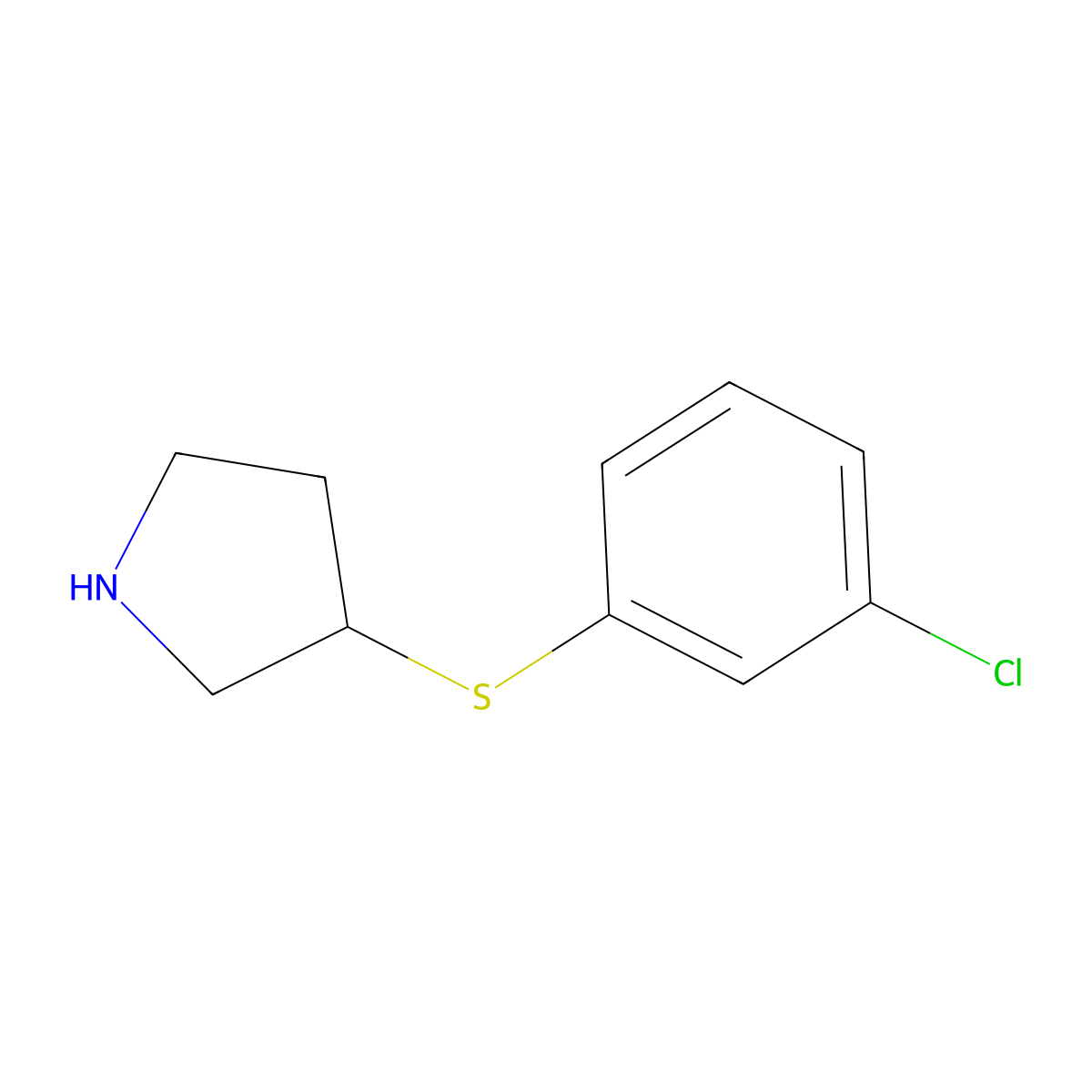 3-[(3-Chlorophenyl)sulfanyl]pyrrolidine molecular structure, CAS 1250219-60-3