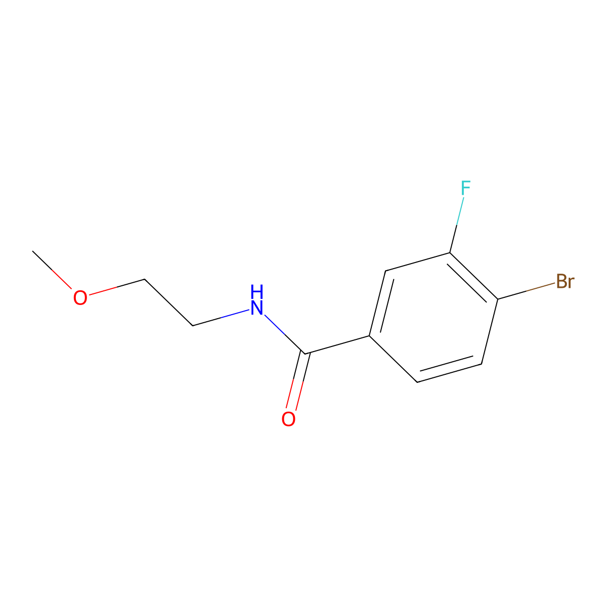 4-bromo-3-fluoro-N-(2-methoxyethyl)benzamide molecular structure, CAS 1250219-68-1