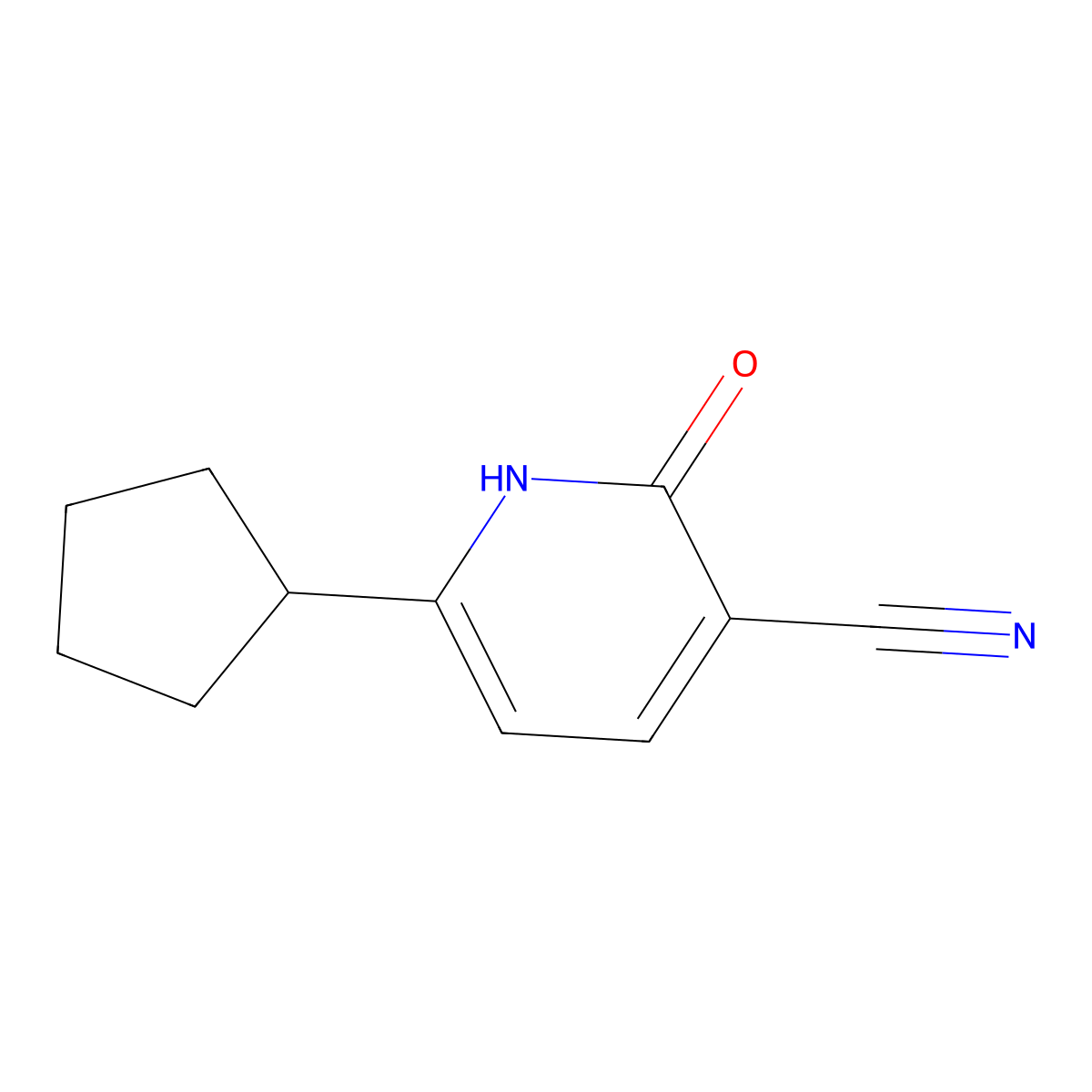 6-Cyclopentyl-2-hydroxypyridine-3-carbonitrile molecular structure, CAS 1250223-35-8