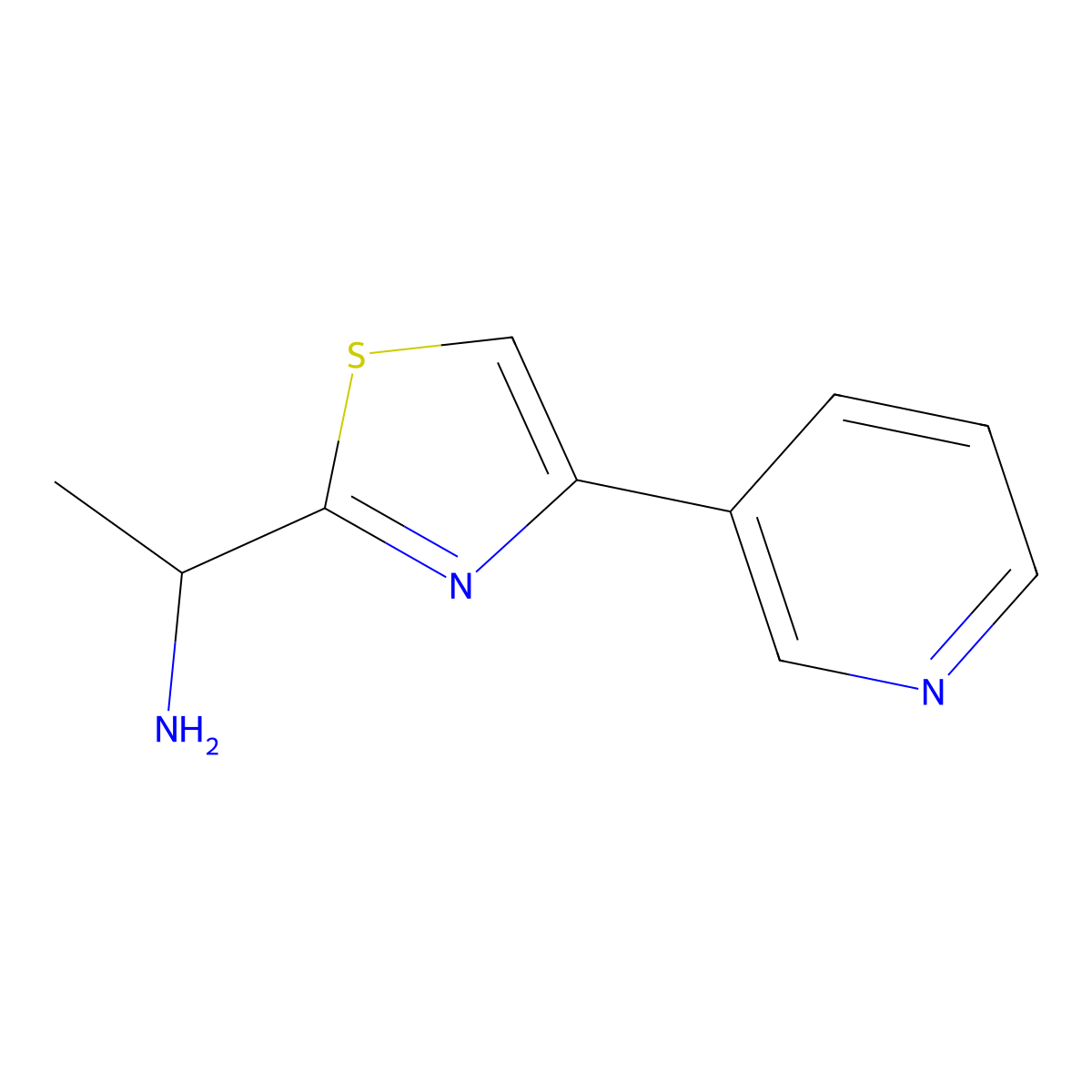 1-[4-(Pyridin-3-yl)-1,3-thiazol-2-yl]ethan-1-amine molecular structure, CAS 1250223-59-6