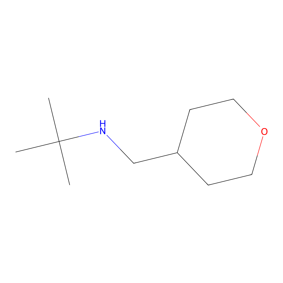 Tert-butyl[(oxan-4-yl)methyl]amine molecular structure, CAS 1250224-81-7