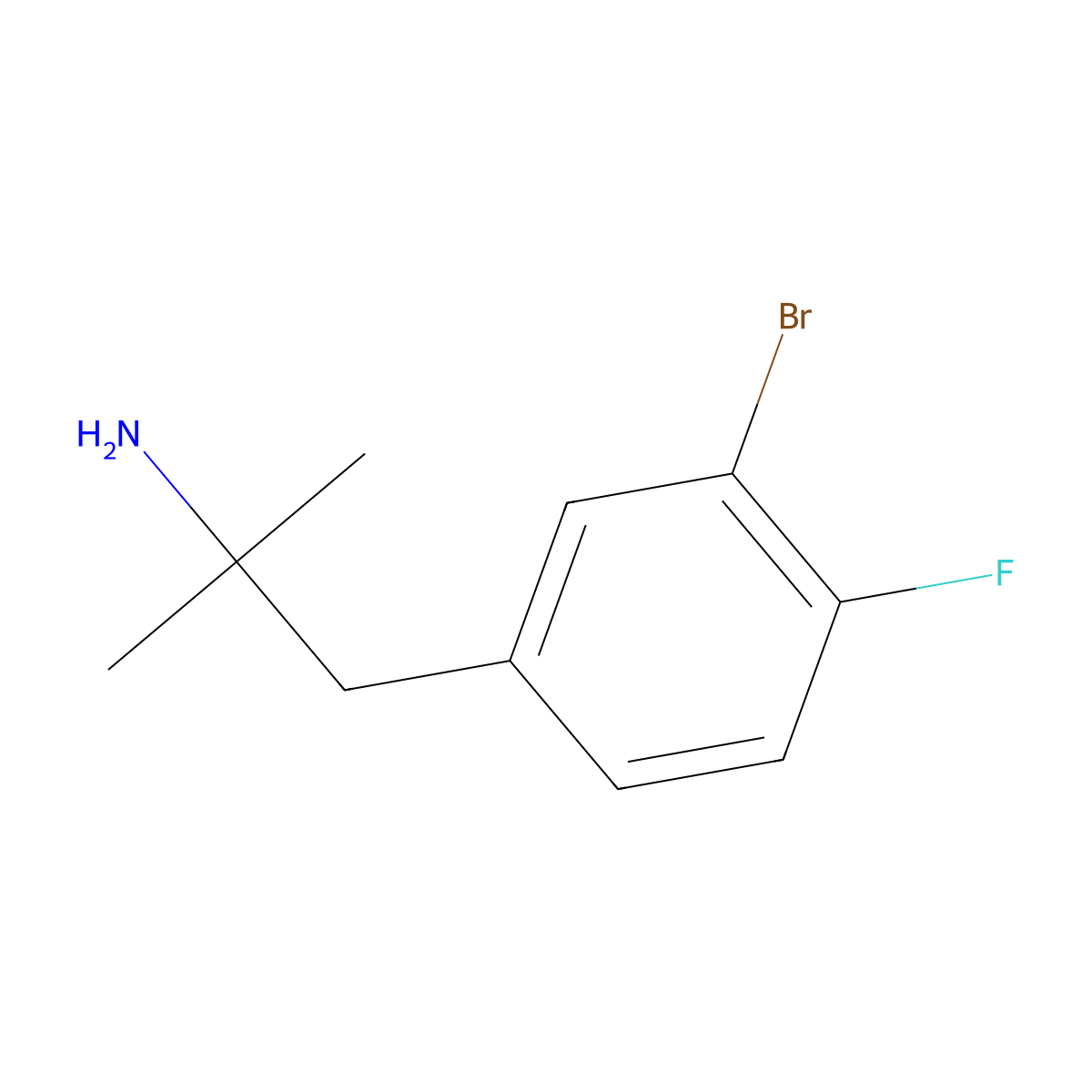 1-(3-Bromo-4-fluorophenyl)-2-methylpropan-2-amine molecular structure, CAS 1250226-28-8