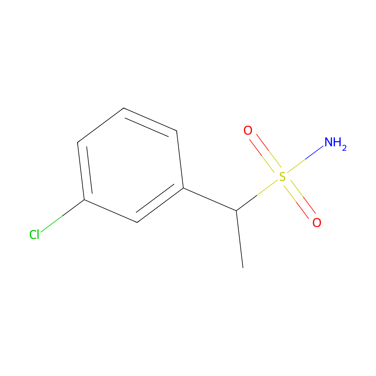 1-(3-Chlorophenyl)ethane-1-sulfonamide molecular structure, CAS 1250227-27-0