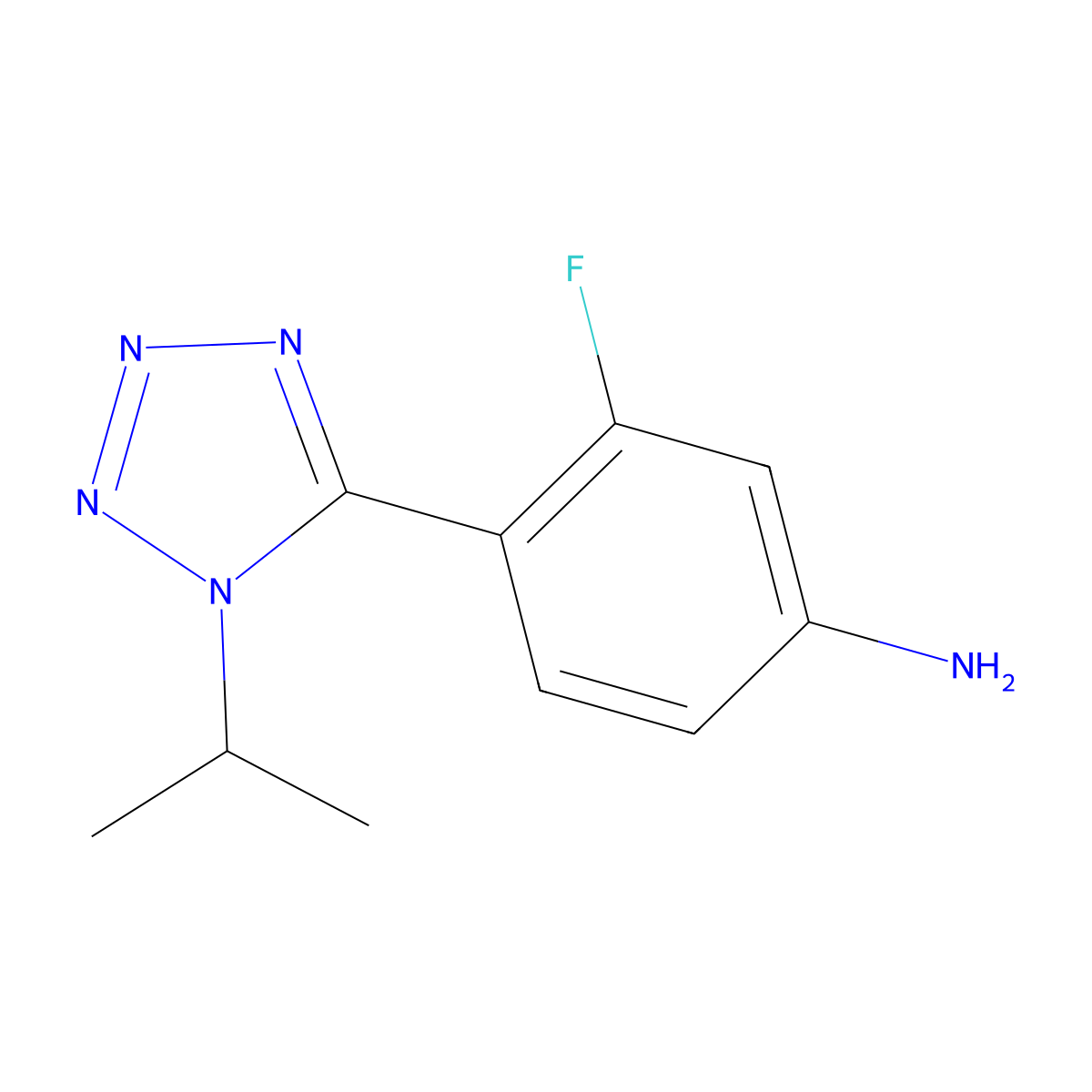 3-fluoro-4-[1-(propan-2-yl)-1H-1,2,3,4-tetrazol-5-yl]aniline molecular structure, CAS 1250227-31-6