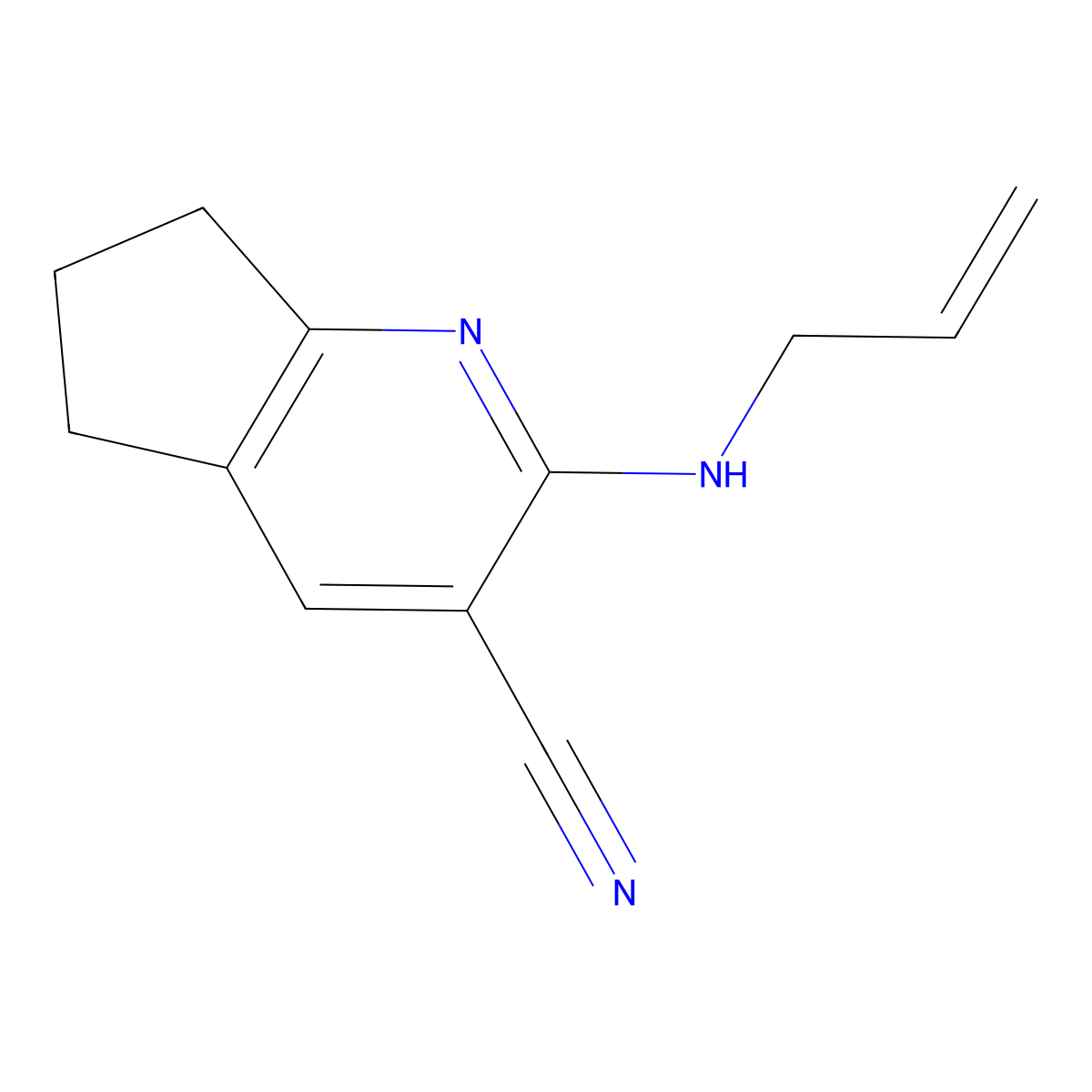 2-(allylamino)-6,7-dihydro-5H-cyclopenta[b]pyridine-3-carbonitrile molecular structure, CAS 1250229-79-8