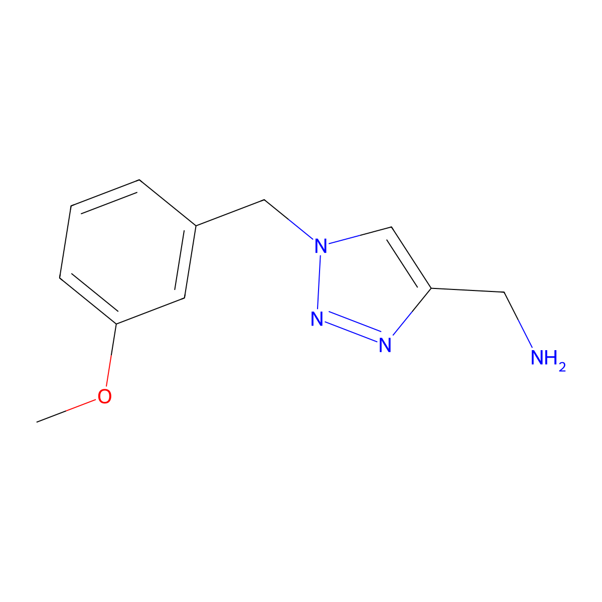 (1-(3-methoxybenzyl)-1H-1,2,3-triazol-4-yl)methanamine molecular structure, CAS 1250238-23-3