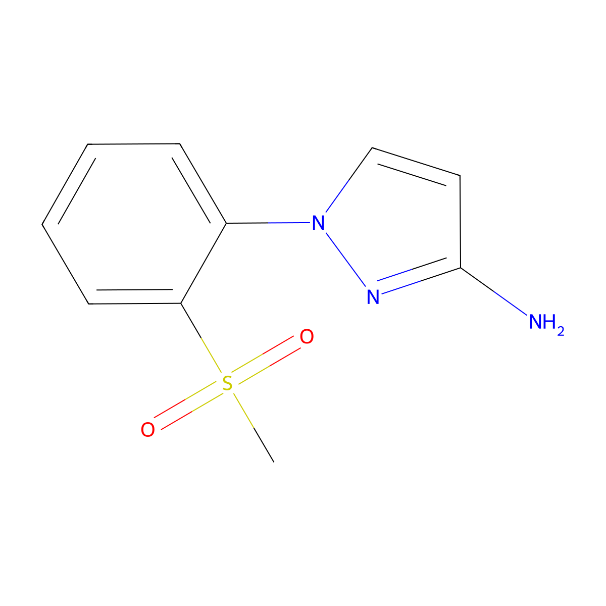 1-(2-methanesulfonylphenyl)-1H-pyrazol-3-amine molecular structure, CAS 1250238-34-6