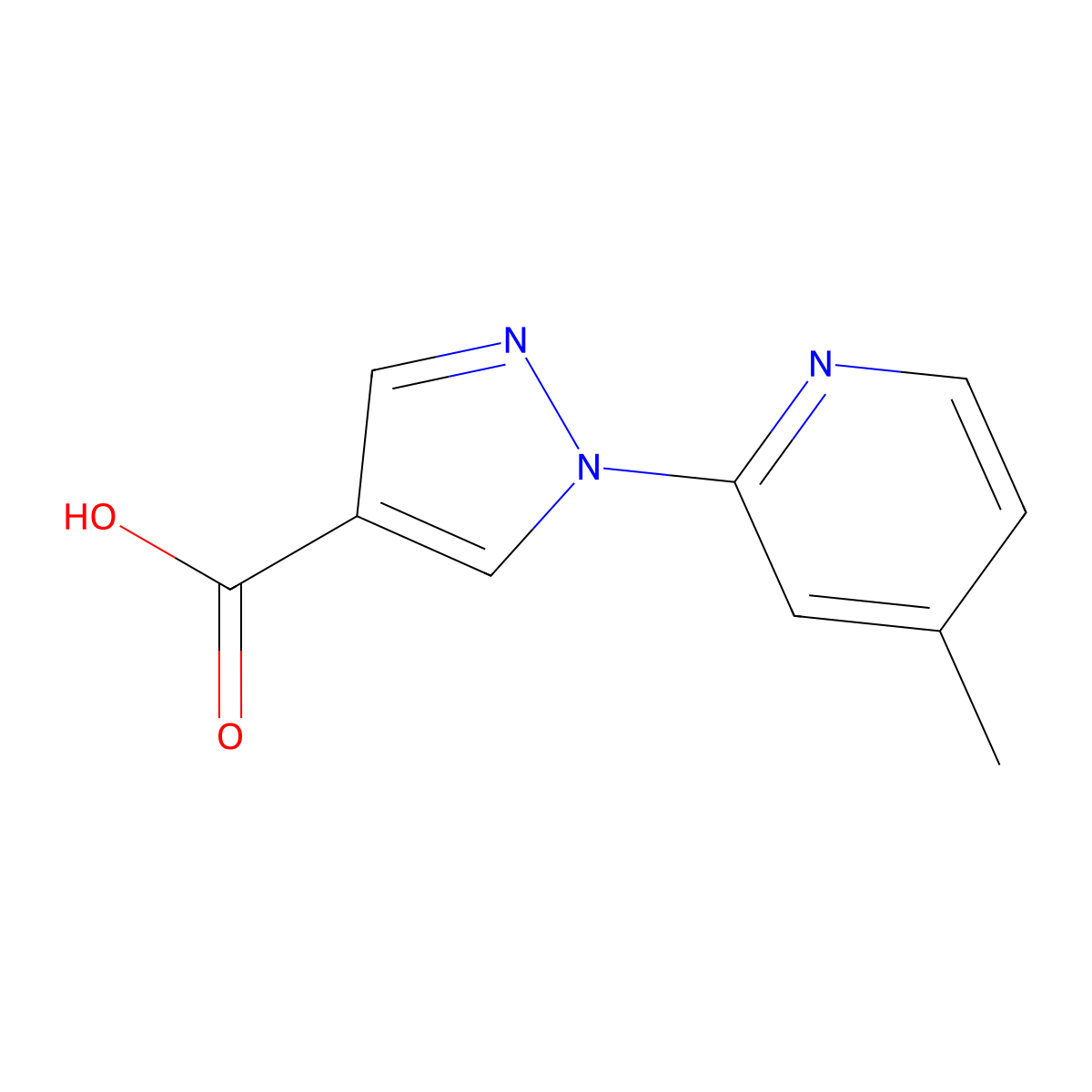 1-(4-methylpyridin-2-yl)-1H-pyrazole-4-carboxylic acid molecular structure, CAS 1250238-68-6