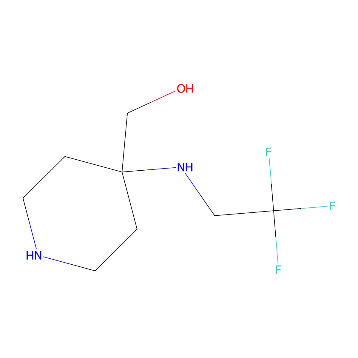 {4-[(2,2,2-Trifluoroethyl)amino]piperidin-4-YL}methanol molecular structure, CAS 1250239-34-9