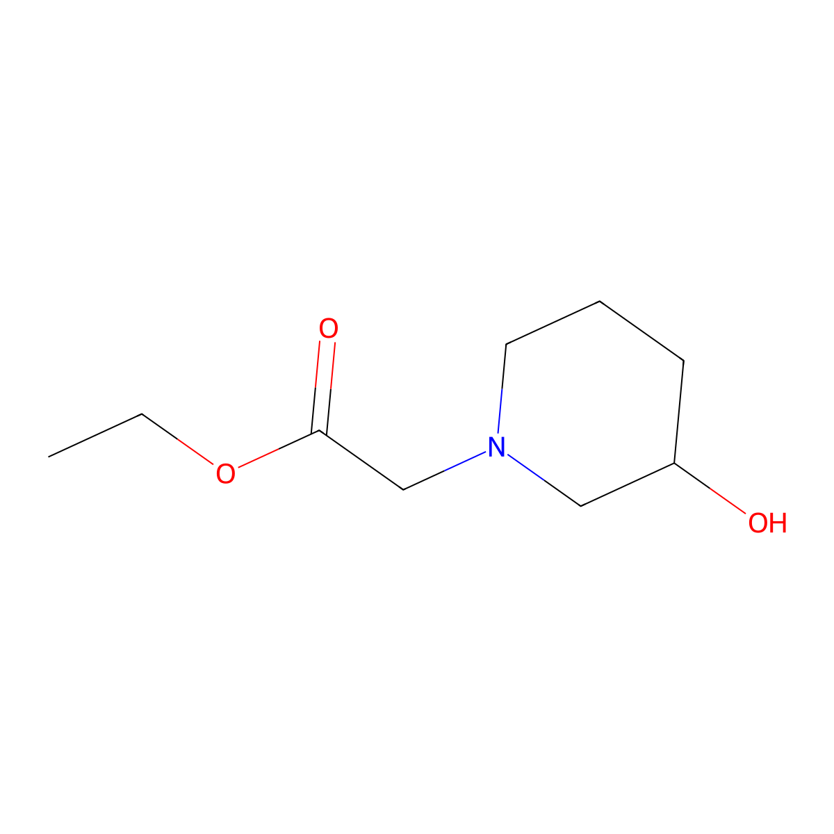 Ethyl 2-(3-hydroxypiperidin-1-yl)acetate molecular structure, CAS 1250240-29-9