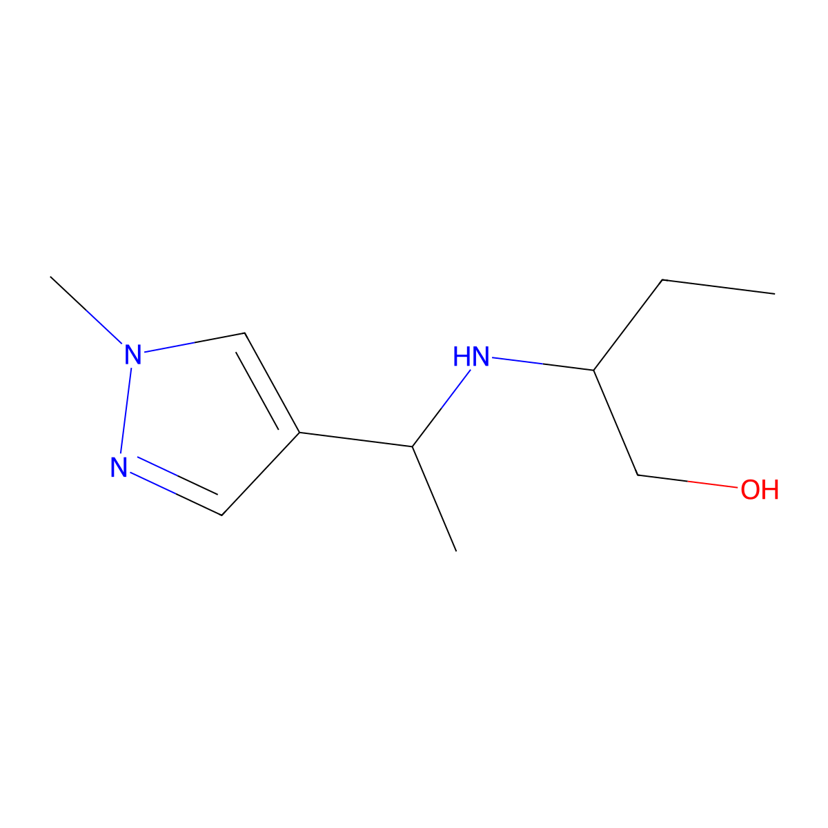 2-{[1-(1-methyl-1H-pyrazol-4-yl)ethyl]amino}butan-1-ol molecular structure, CAS 1250240-49-3
