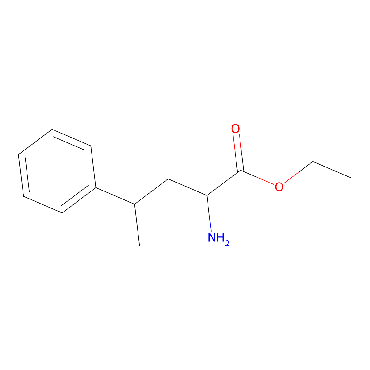 Ethyl 2-amino-4-phenylpentanoate molecular structure, CAS 1250247-91-6