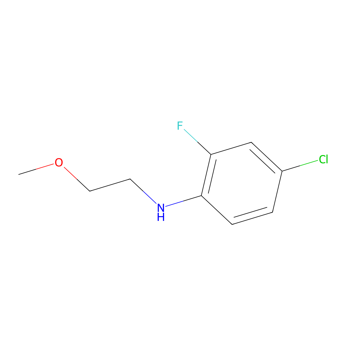 4-chloro-2-fluoro-N-(2-methoxyethyl)aniline molecular structure, CAS 1250248-72-6