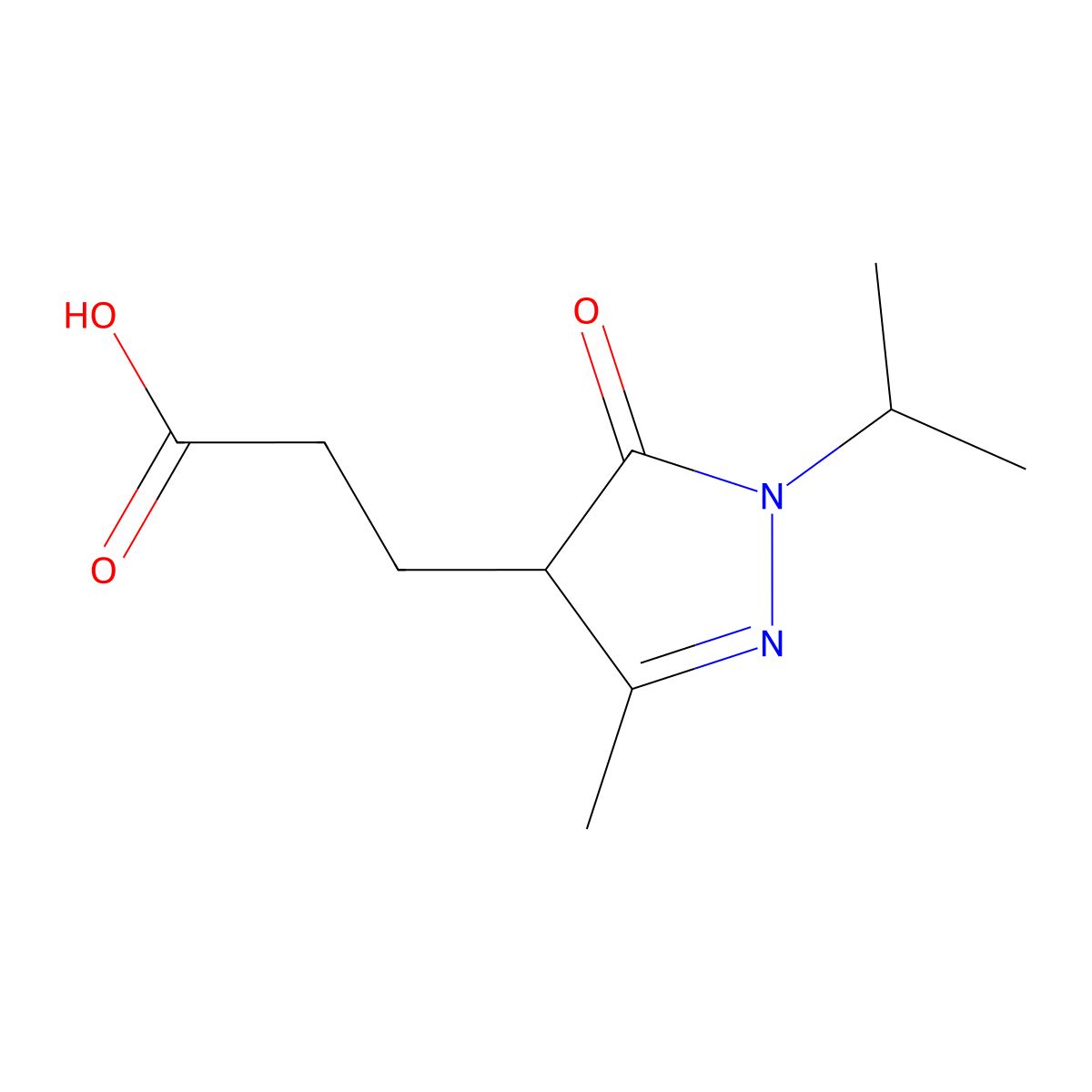 3-[3-methyl-5-oxo-1-(propan-2-yl)-4,5-dihydro-1H-pyrazol-4-yl]propanoic acid molecular structure, CAS 1250253-13-4